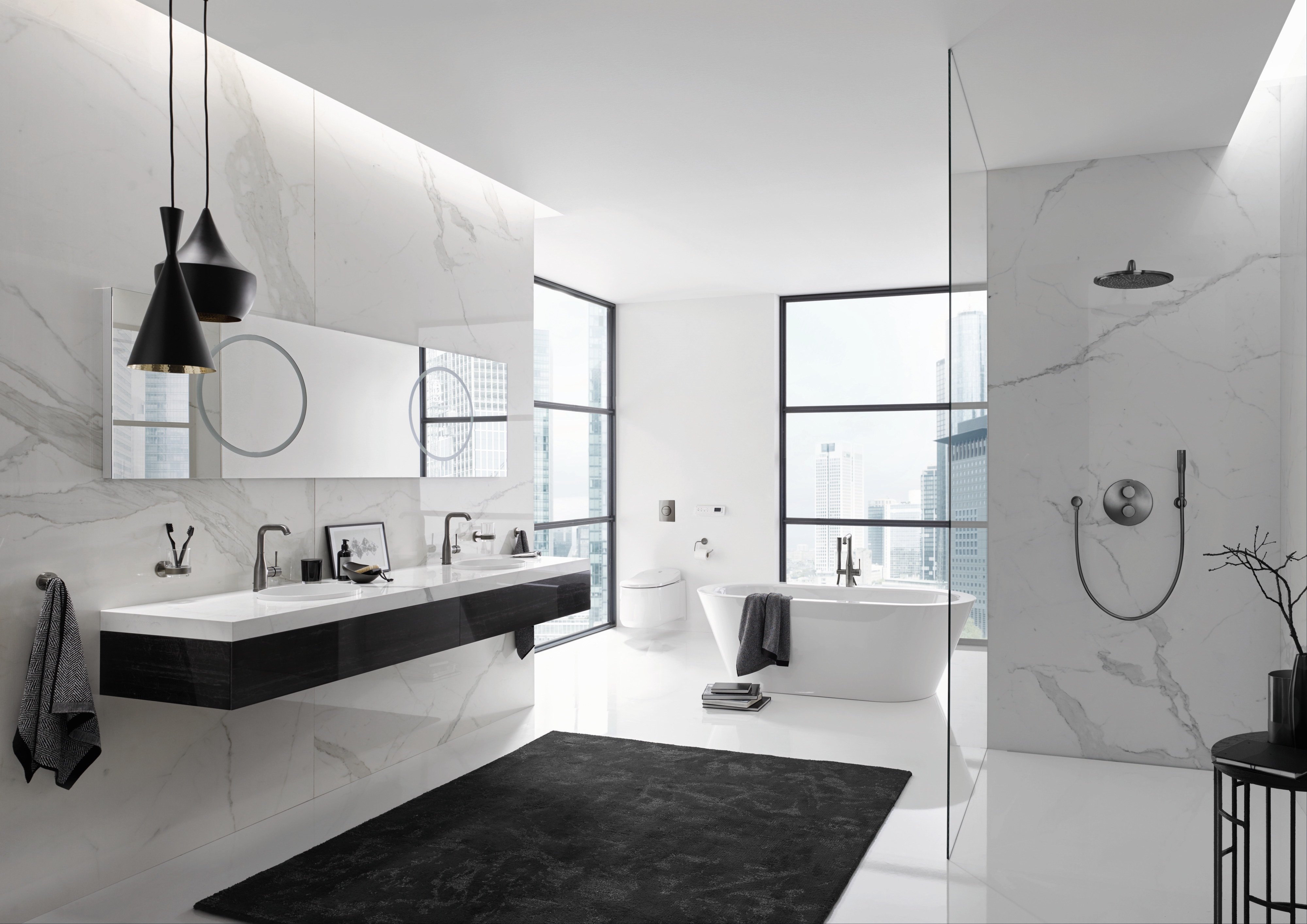 Grohe Essence bateria umywalkowa stojąca brushed hard graphite 32628AL1