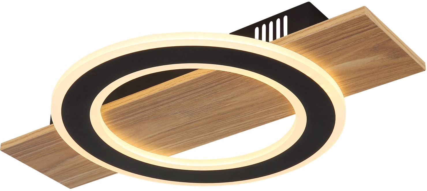 Globo Lighting Jayden lampa podsufitowa 1x18 W biała-czarna-drewno 48038-18