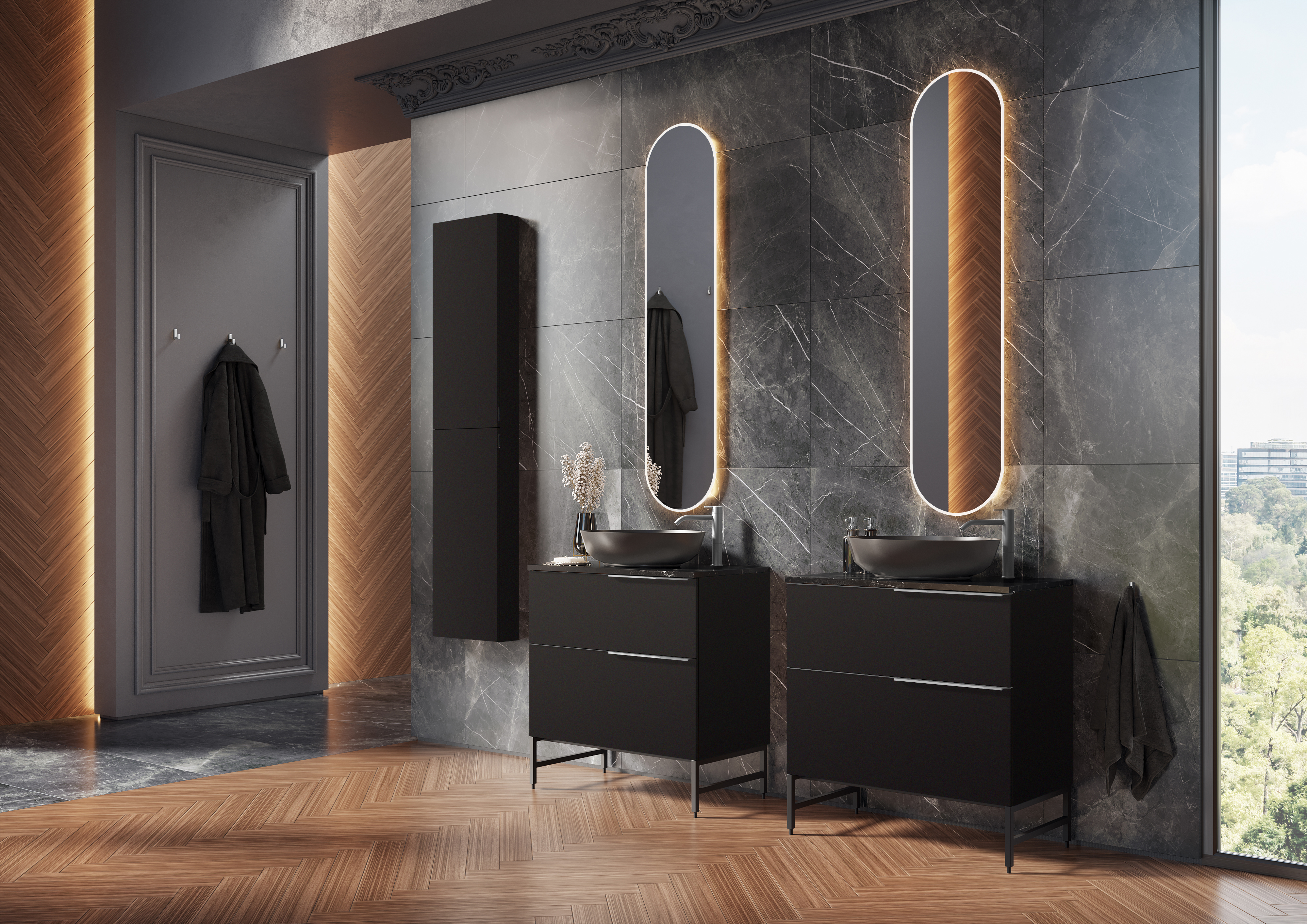 Elita Look szafka 80x44,9x63,5 cm podumywalkowa wisząca black matt RE080801027160