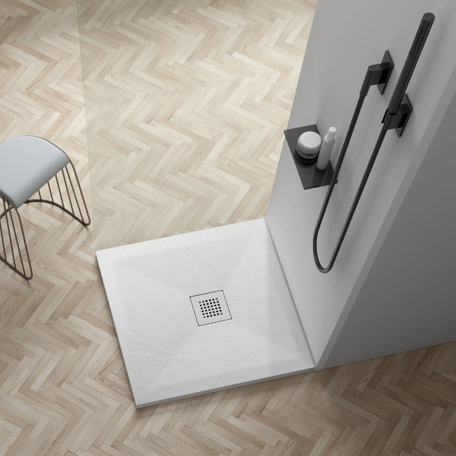 Balneo Stone Tray brodzik 90x90 cm kwadratowy kompozyt biały STFWH909025