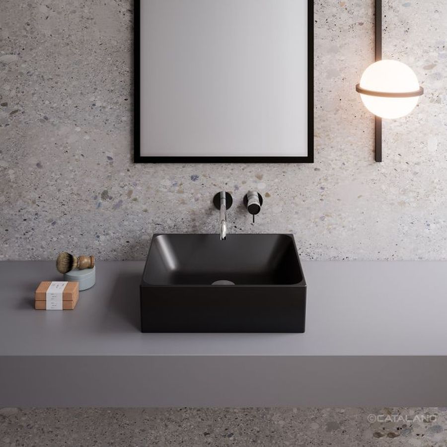 Catalano Verso umywalka 45x35 cm prostokątna nablatowa czarna 0222450022