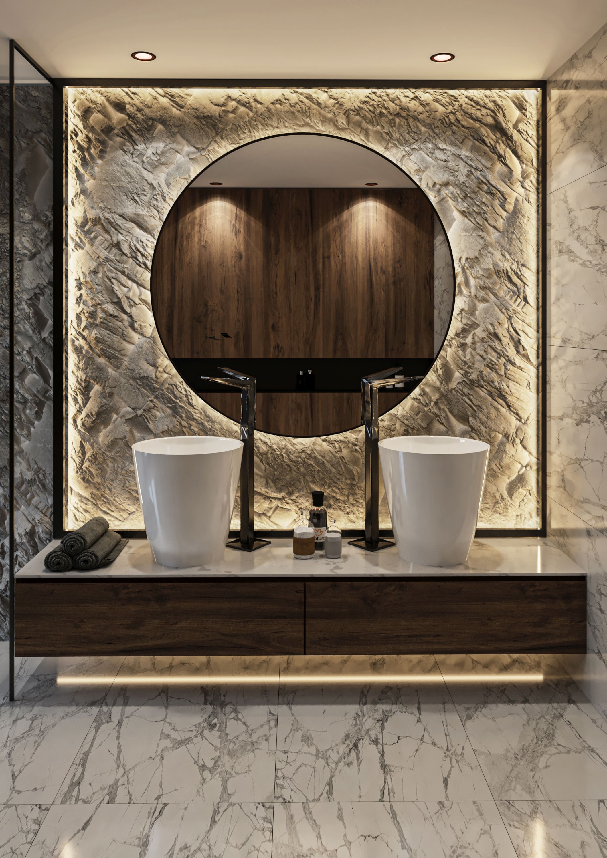 Miraggio San Andreas umywalka 44 cm nablatowa okrągła biały połysk 0000236