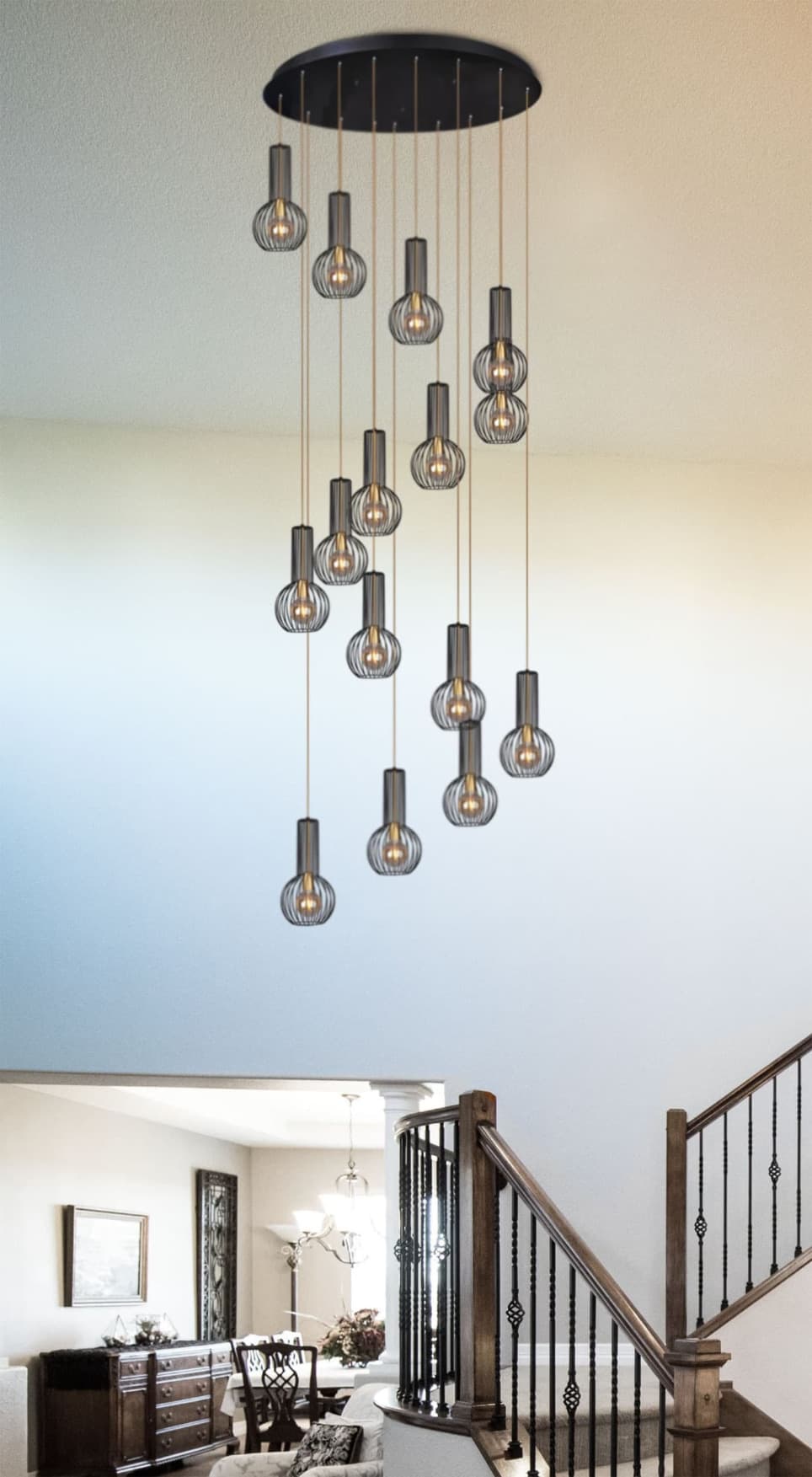 Kaja Arvi Black lampa wisząca 15x60W czarny/złoty KP-15