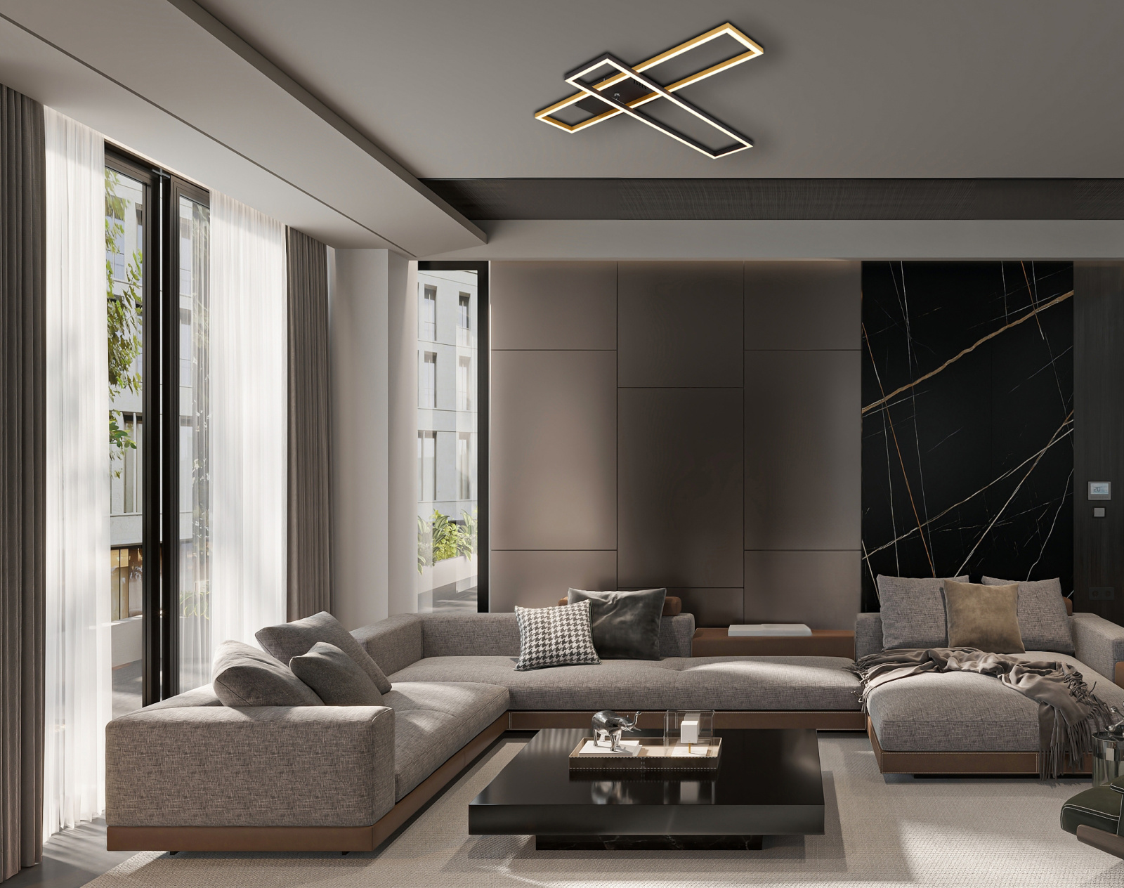 Globo Lighting Dakari lampa podsufitowa 1x30 W czarna-złota 67208-30G