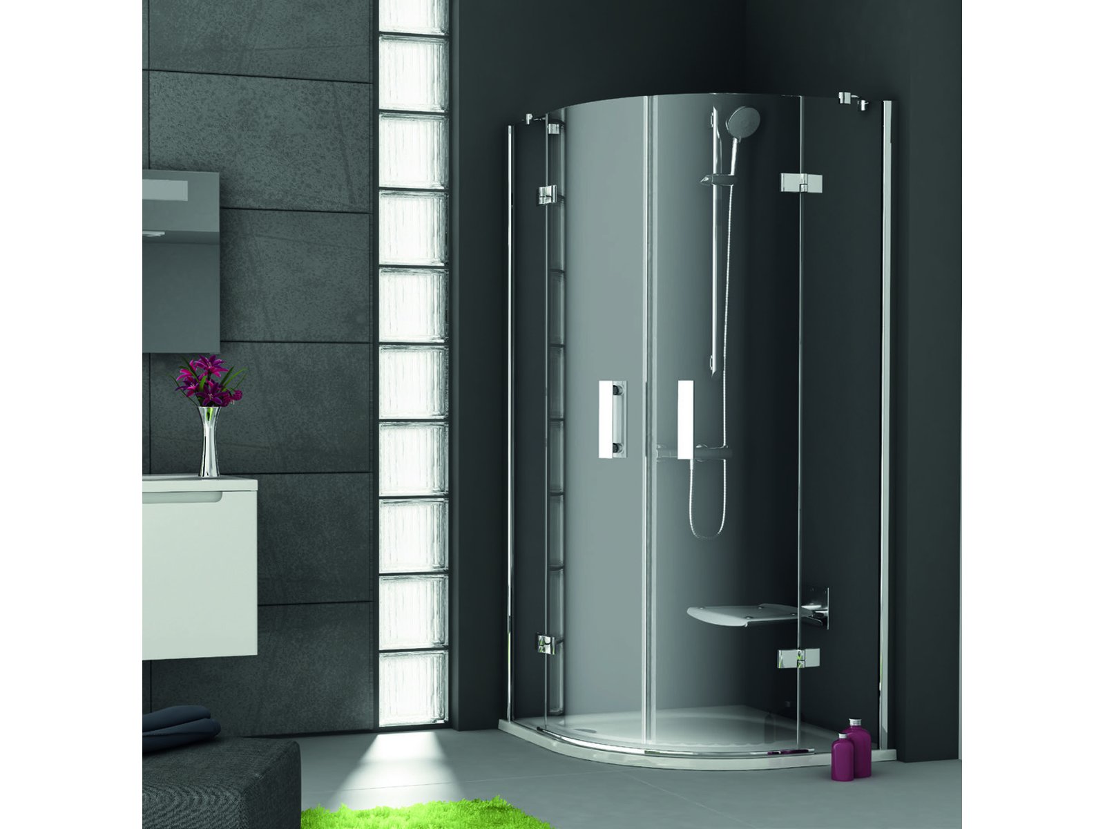 Ravak SmartLine SMSKK4-80 kabina prysznicowa 80x80 cm półokrągła czteroczęściowa chrom/szkło przezroczyste 3S244A00Y1