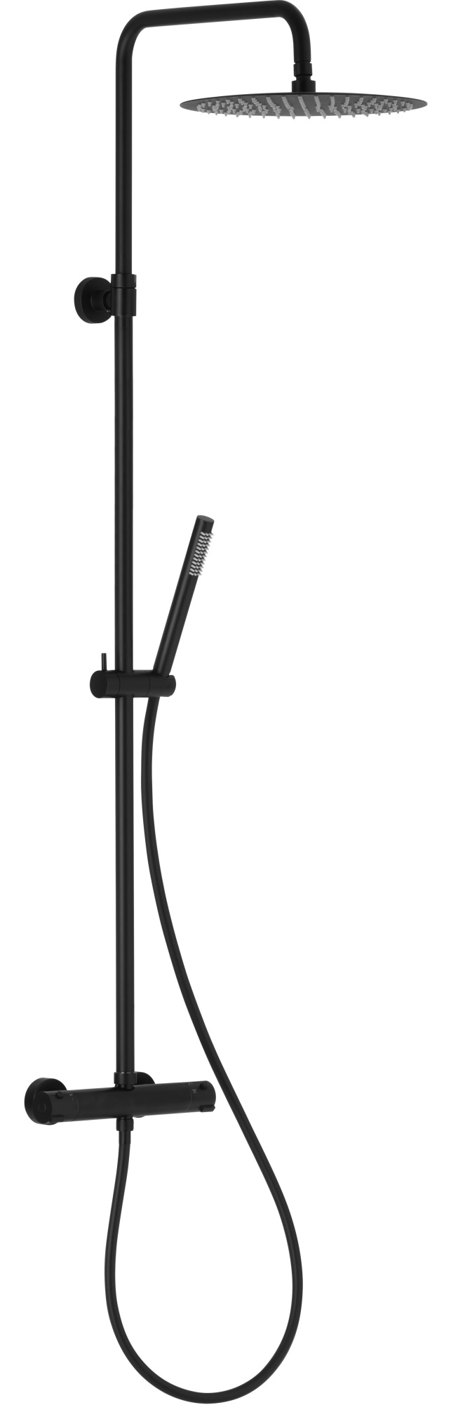 KFA Armatura Moza Premium zestaw prysznicowy ścienny termostatyczny z deszczownicą czarny 5736-921-81