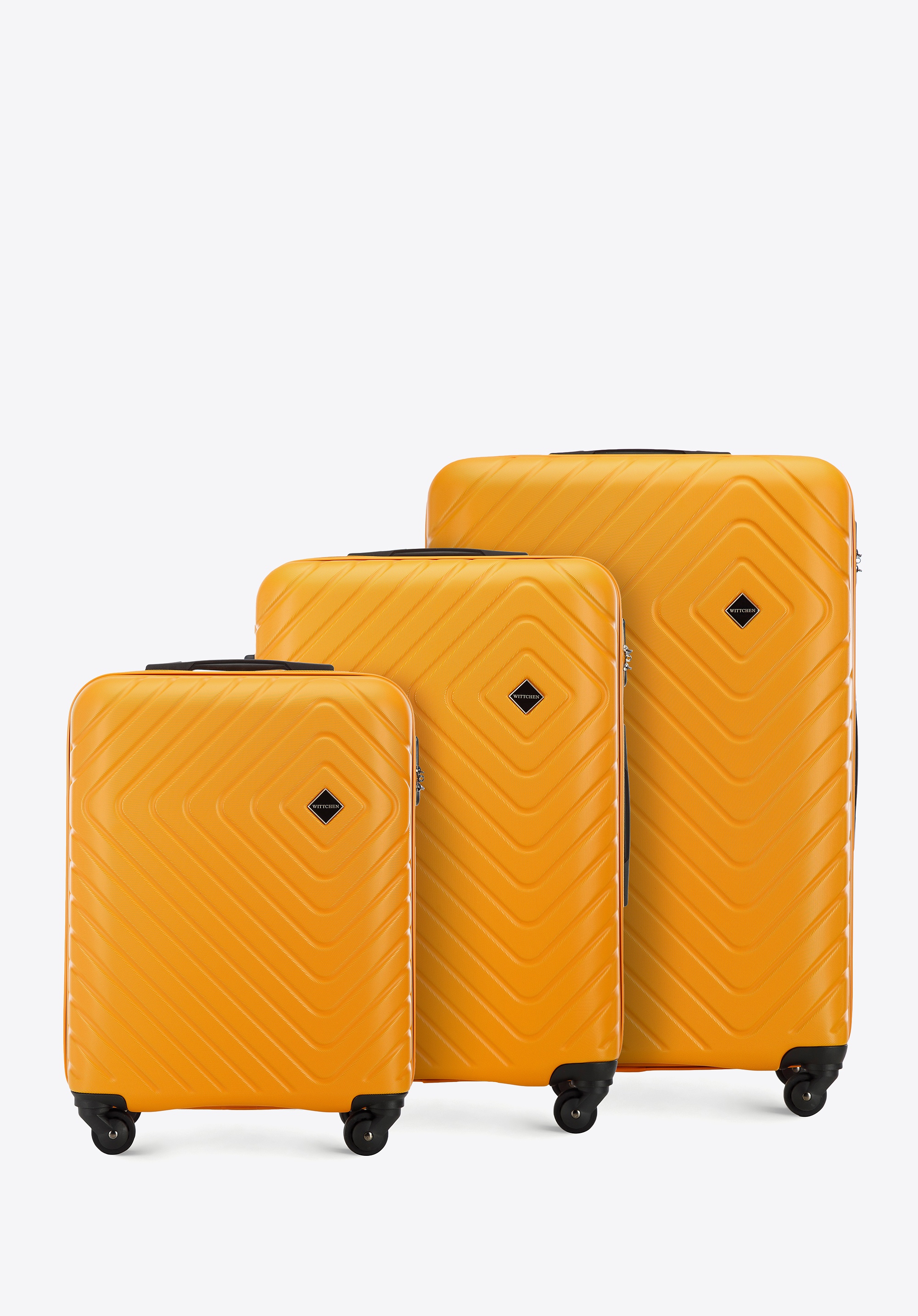 Zestaw walizek z ABS-u z geometrycznym tłoczeniem