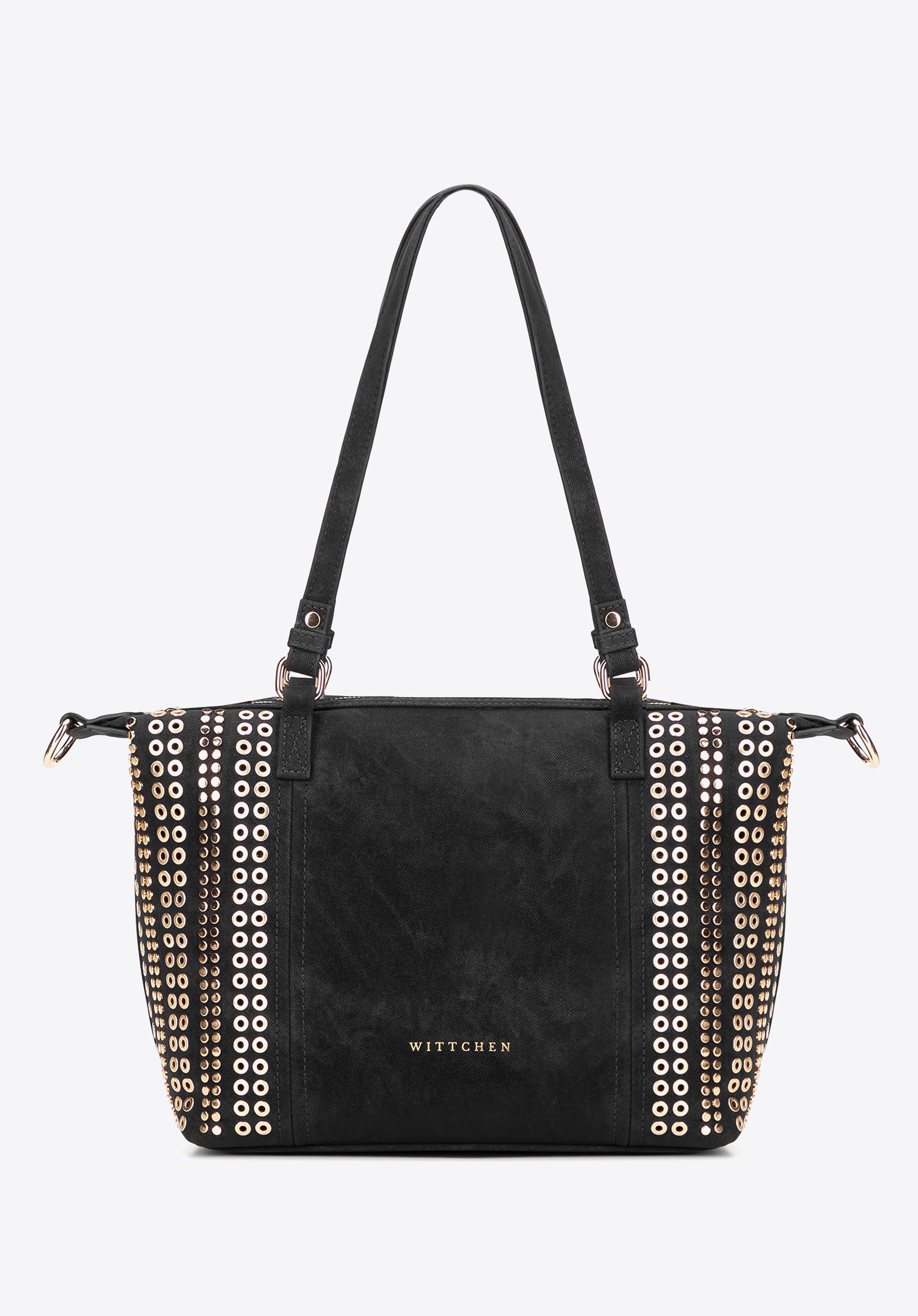 Damska shopperka w dekoracyjne nity czarna