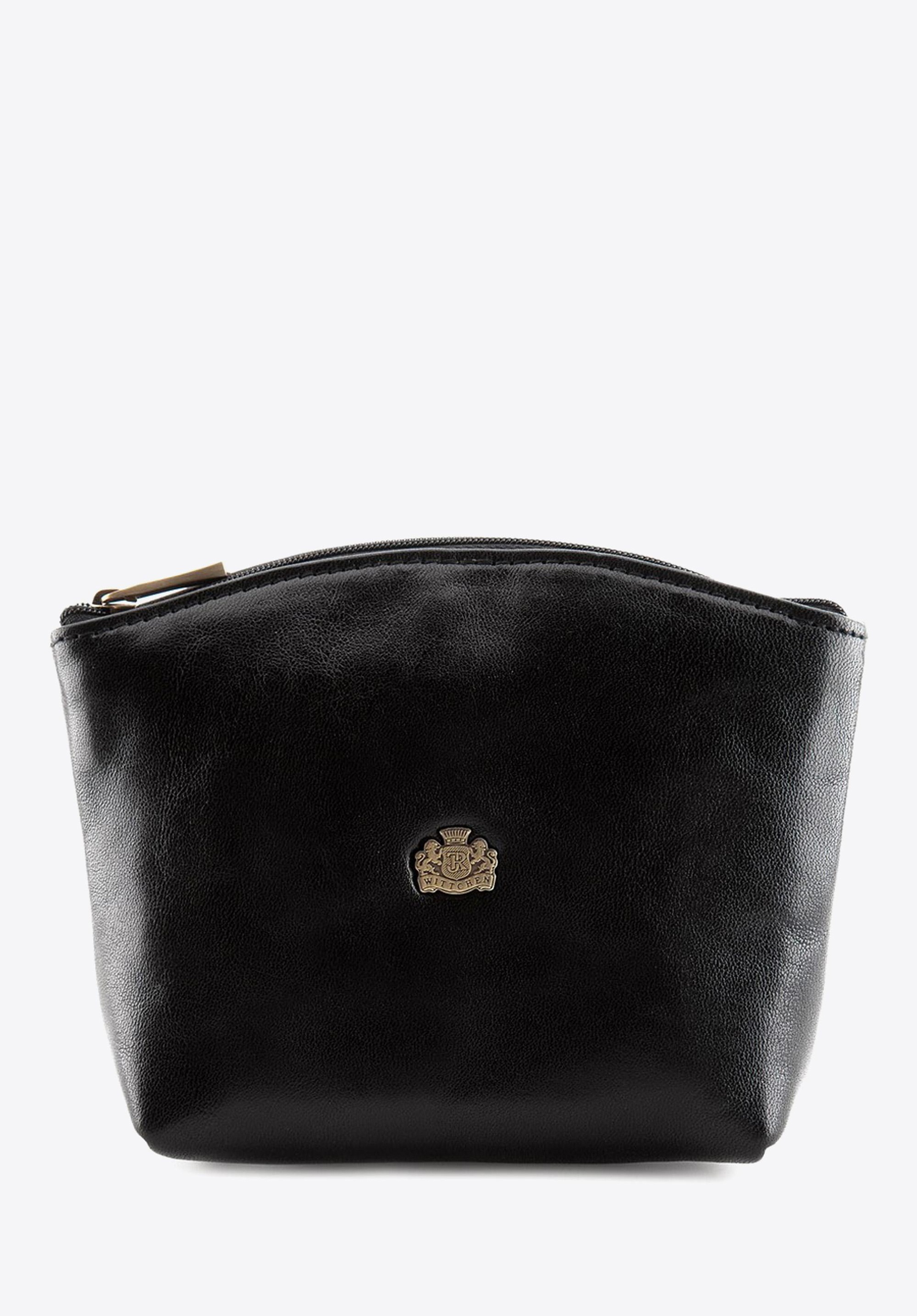 Kosmetyczka skórzana w kształcie łódki czarna