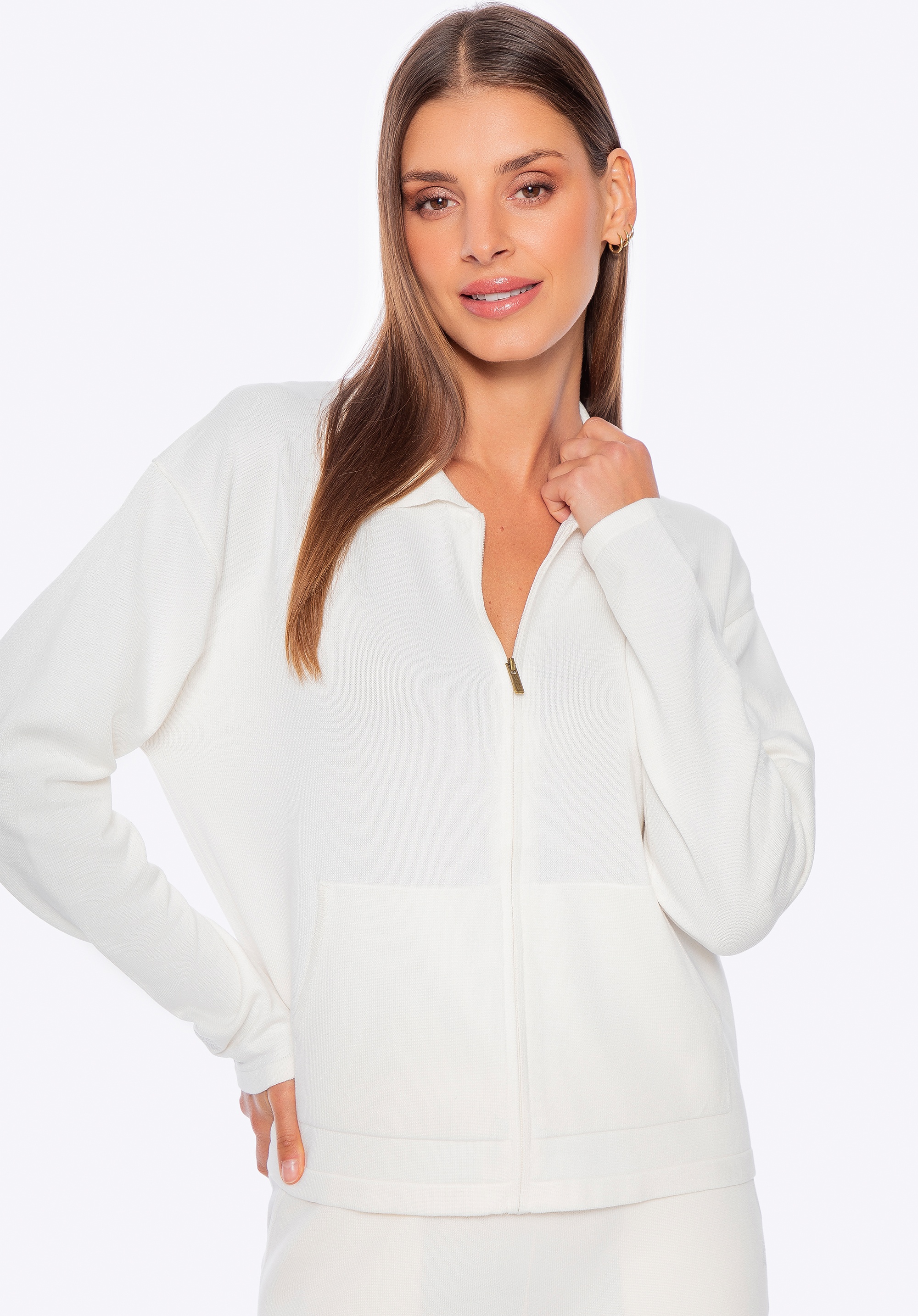 Rozpinana bluza damska kremowa