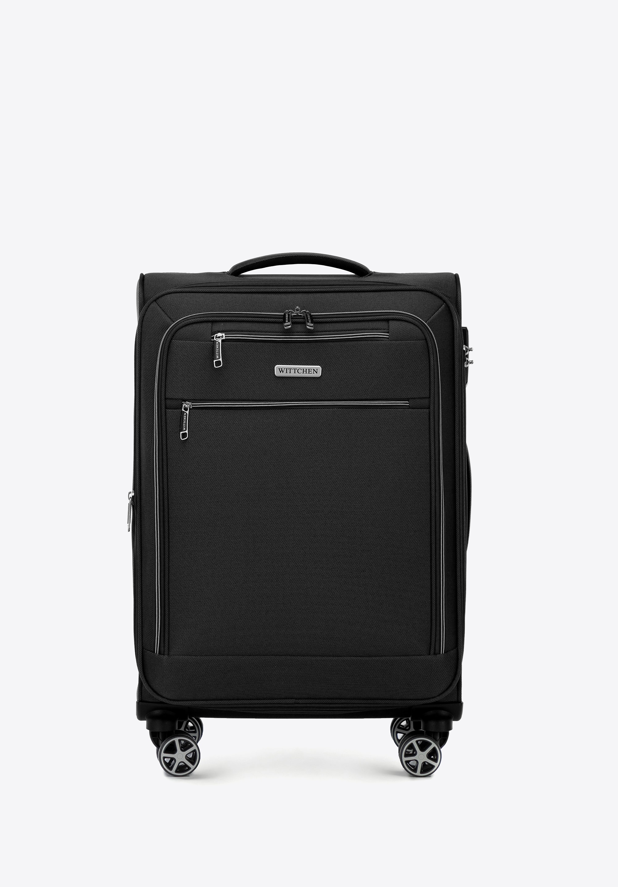 Średnia walizka miękka z poliestru czarna