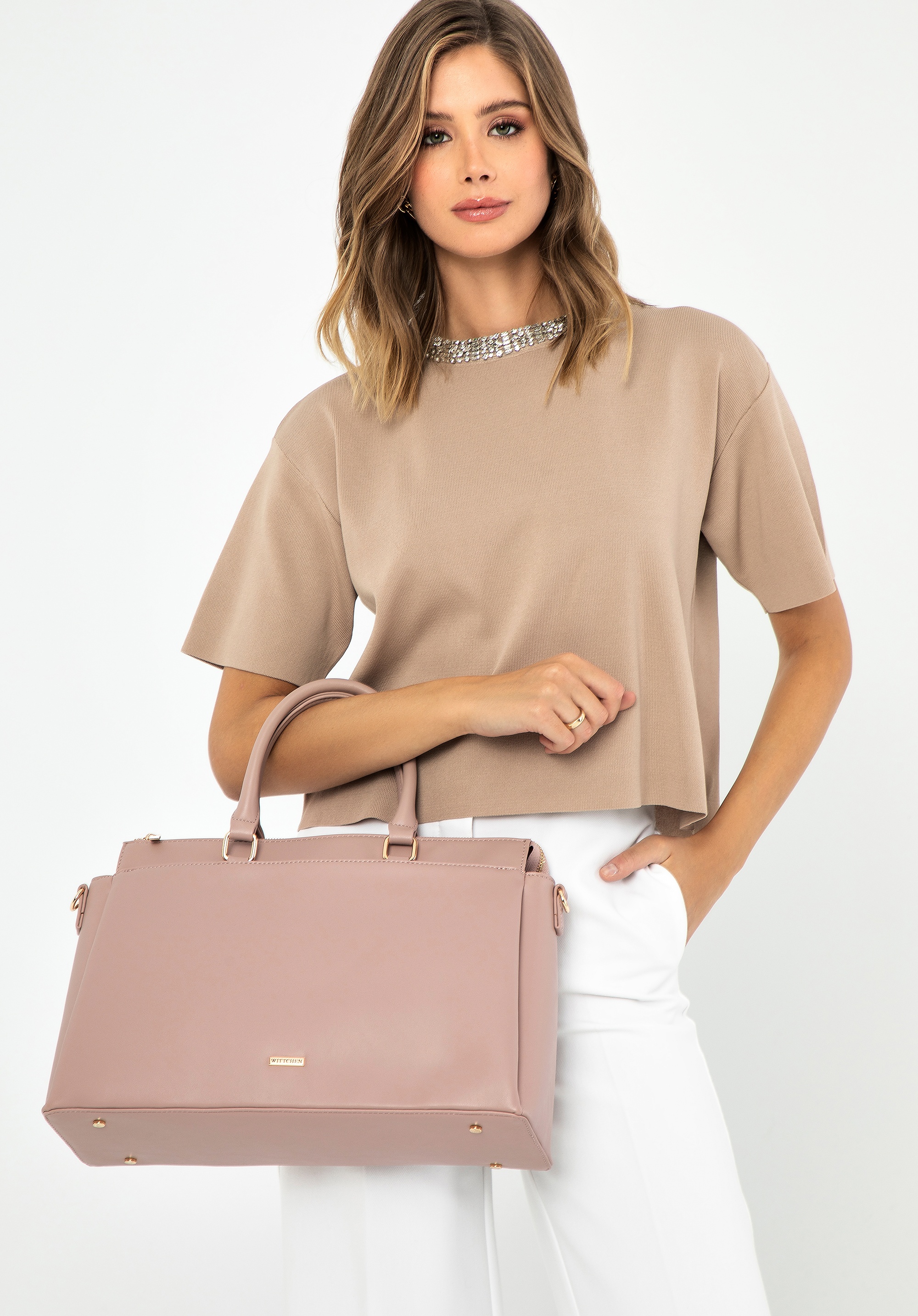 Damska torba na laptopa 15,6’’ z ekoskóry różowa