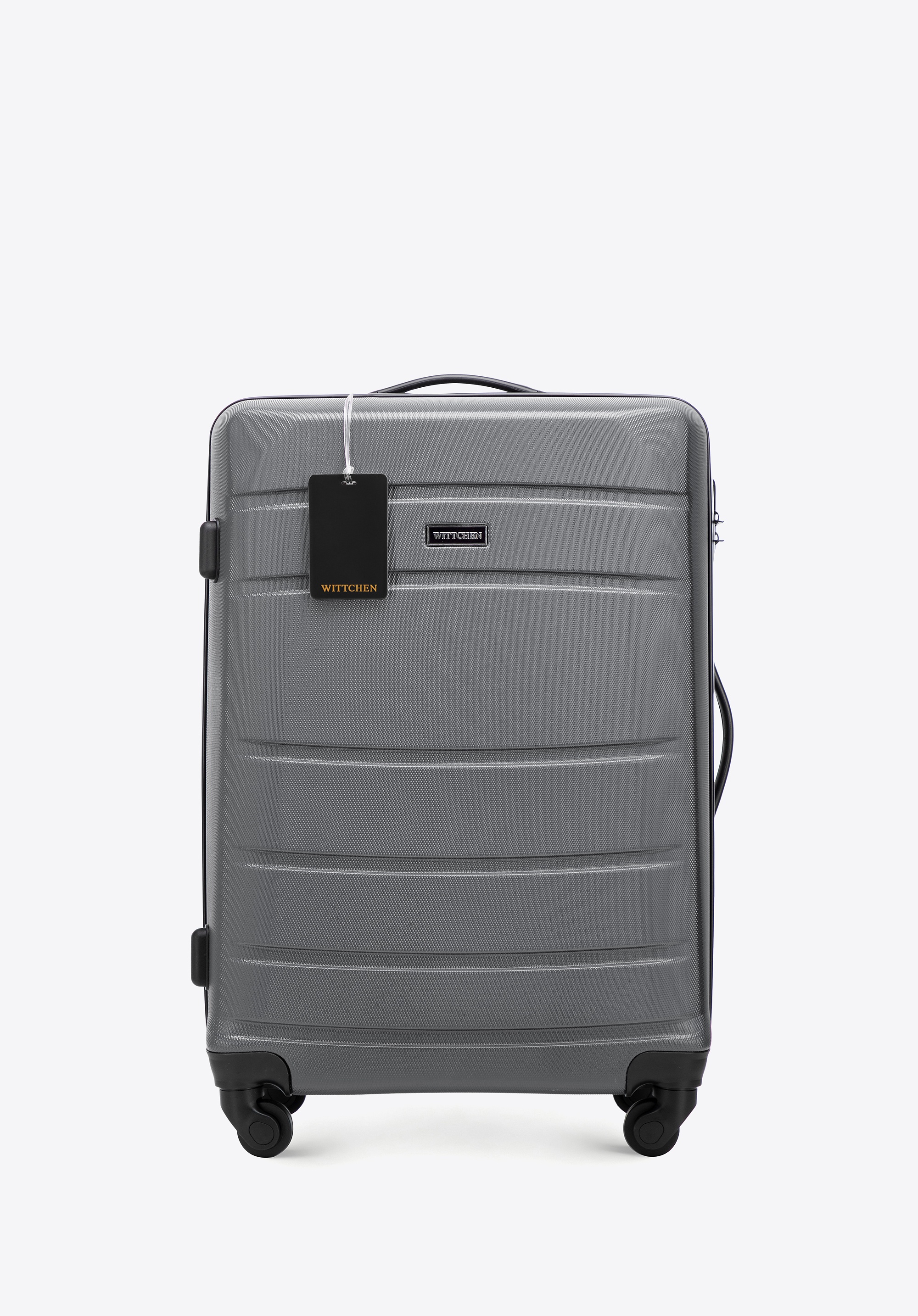 Zestaw: średnia walizka z ABS-u z zawieszką szary