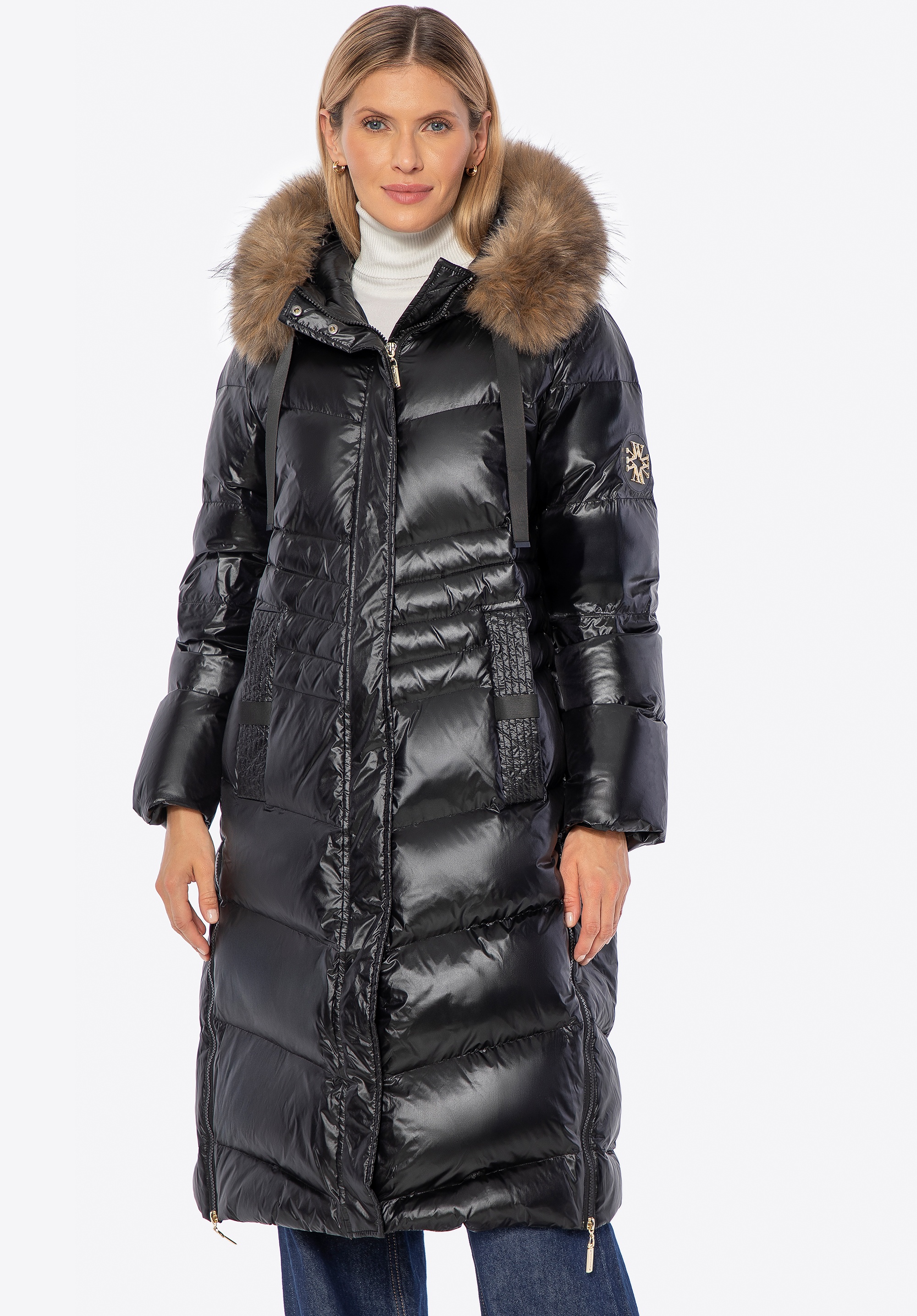 Płaszcz damski z puchowym wypełnieniem czarny