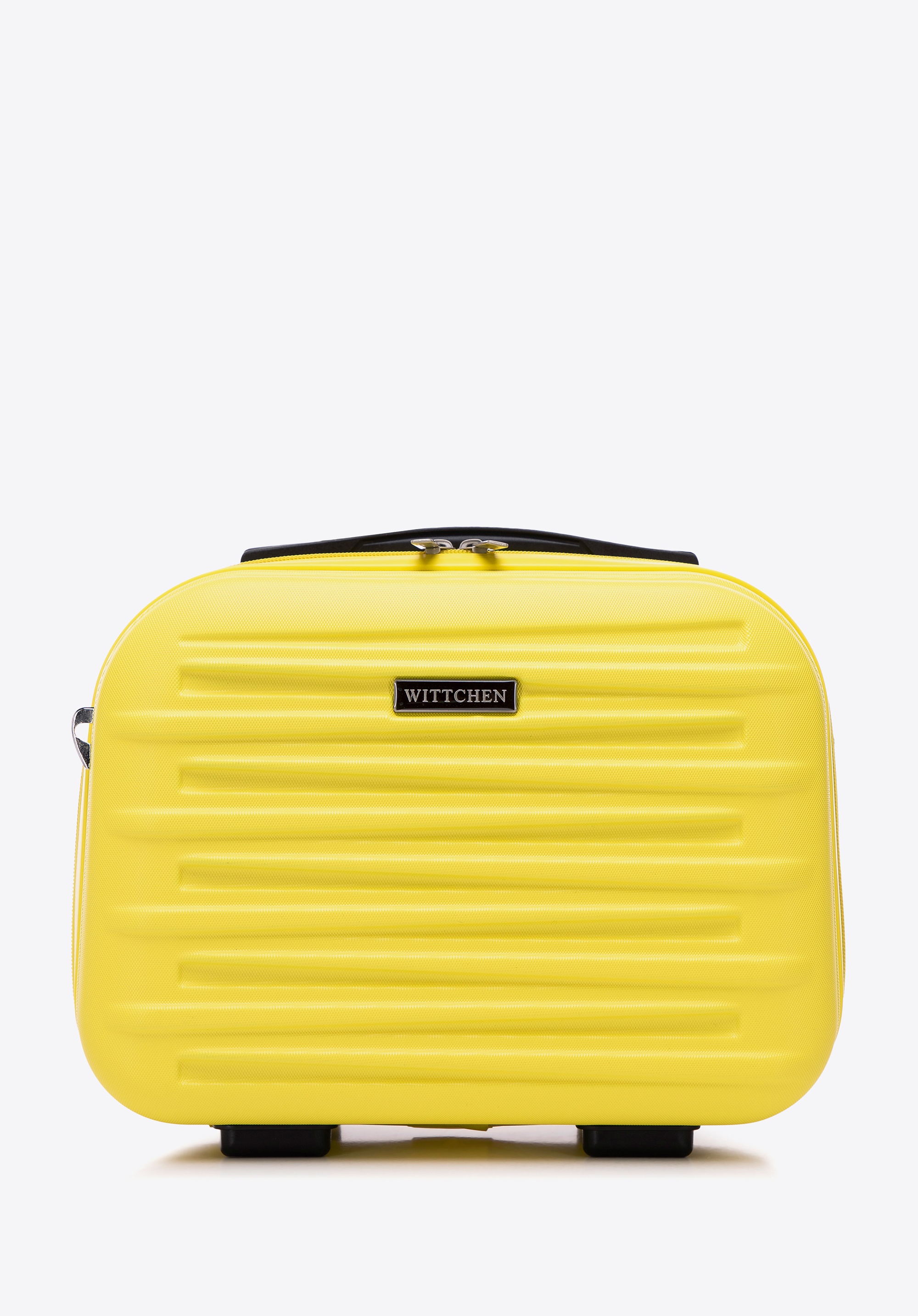 Kosmetyczka z ABS-u w poziome tłoczenie żółta