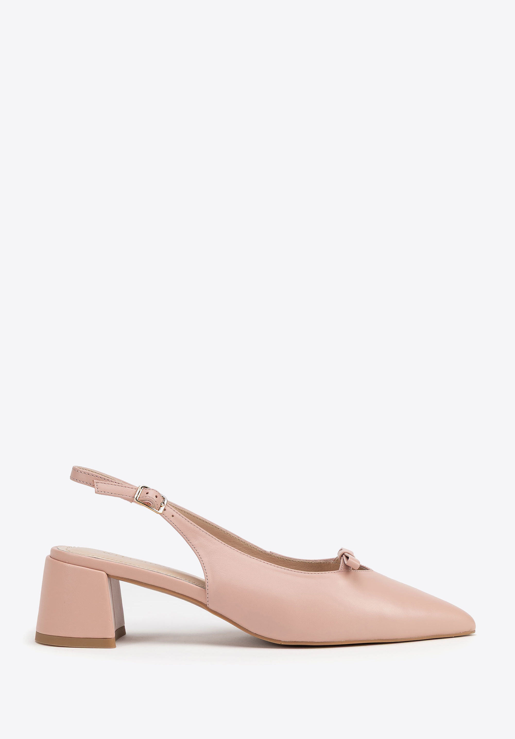 Damskie czółenka ze skóry na słupku różowe