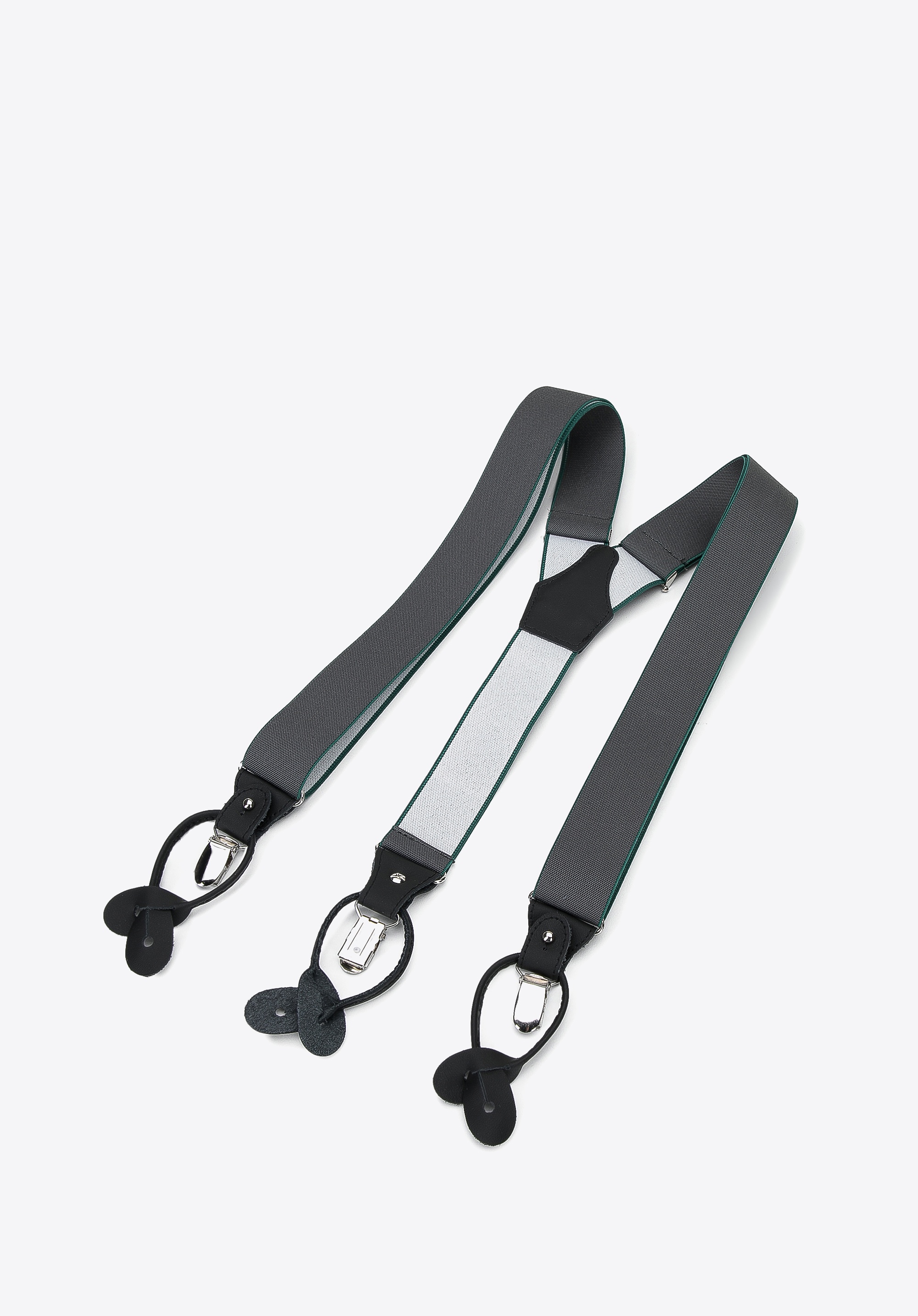 Męskie szelki do spodni szaro-zielone