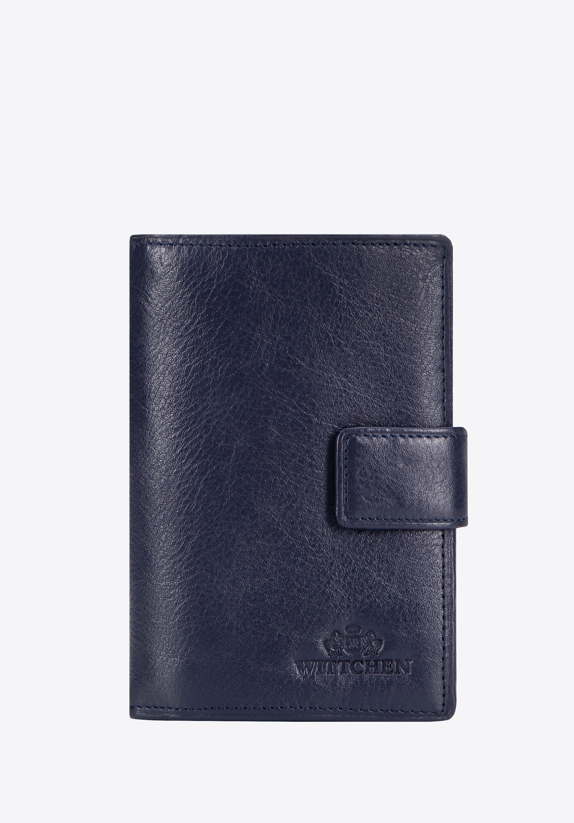 Portfel skórzany średni z RFID granatowy