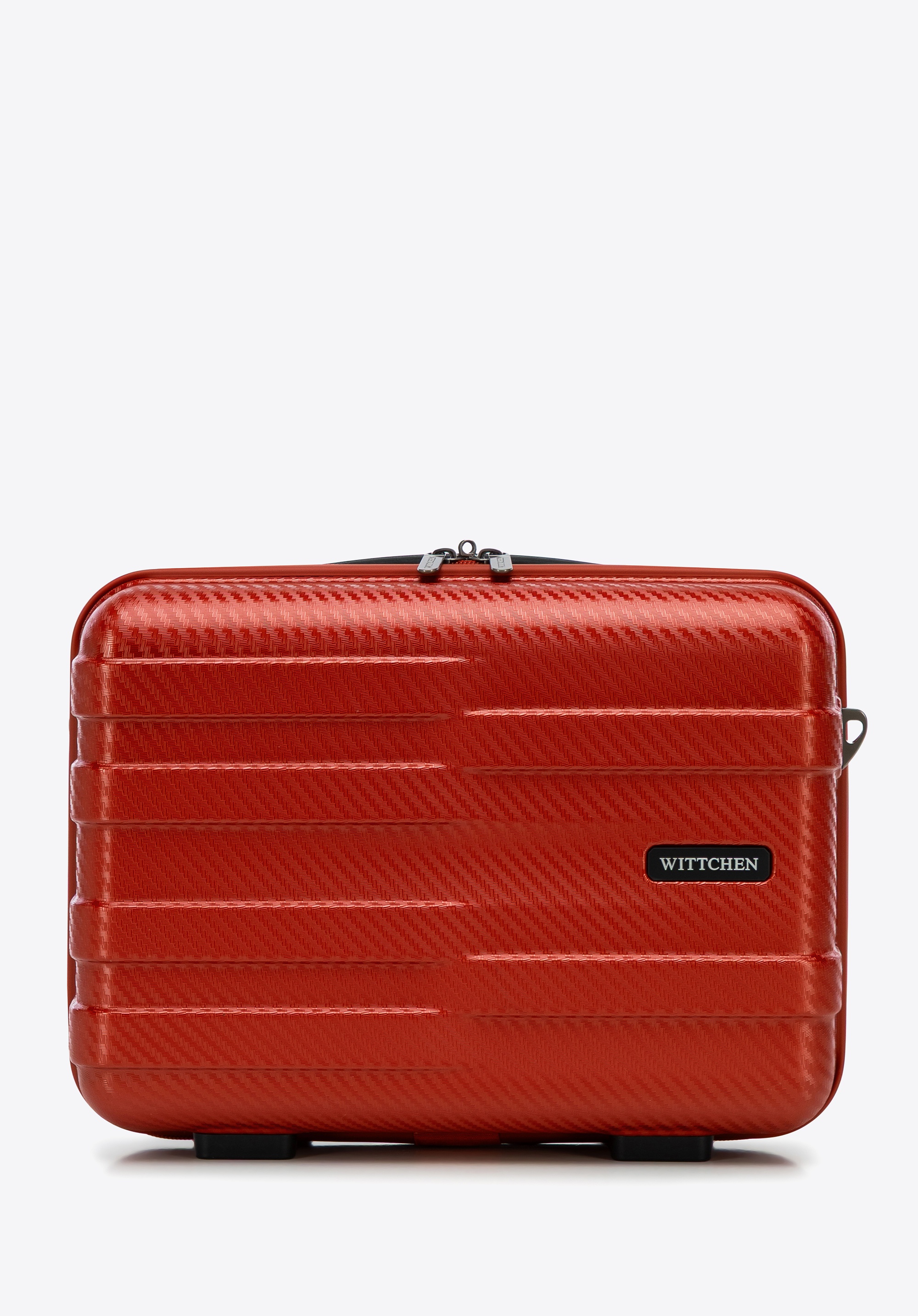 Kosmetyczka z polikarbonu w poziome pasy czerwona