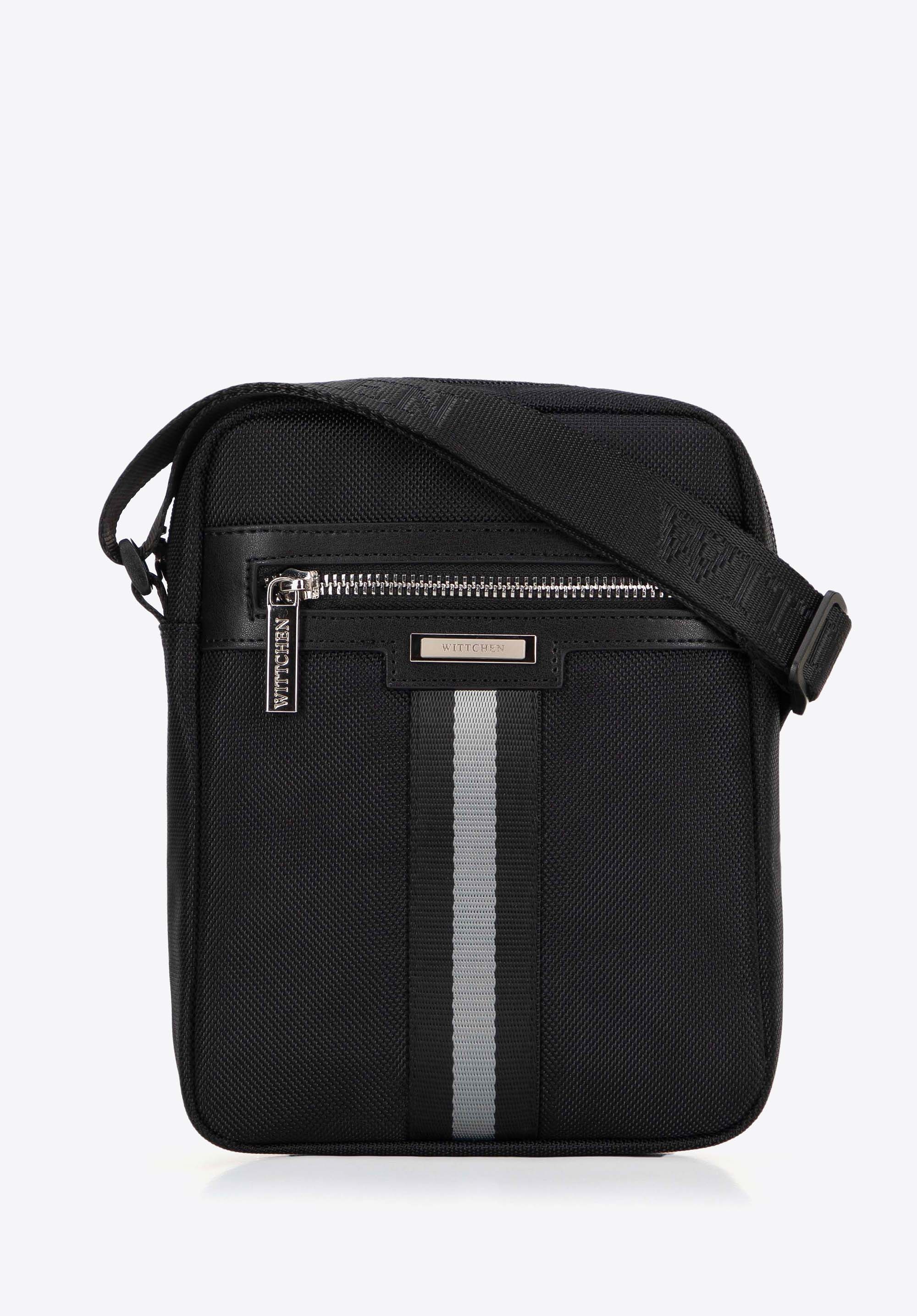 Męska listonoszka z dekoracyjną tasiemką czarna