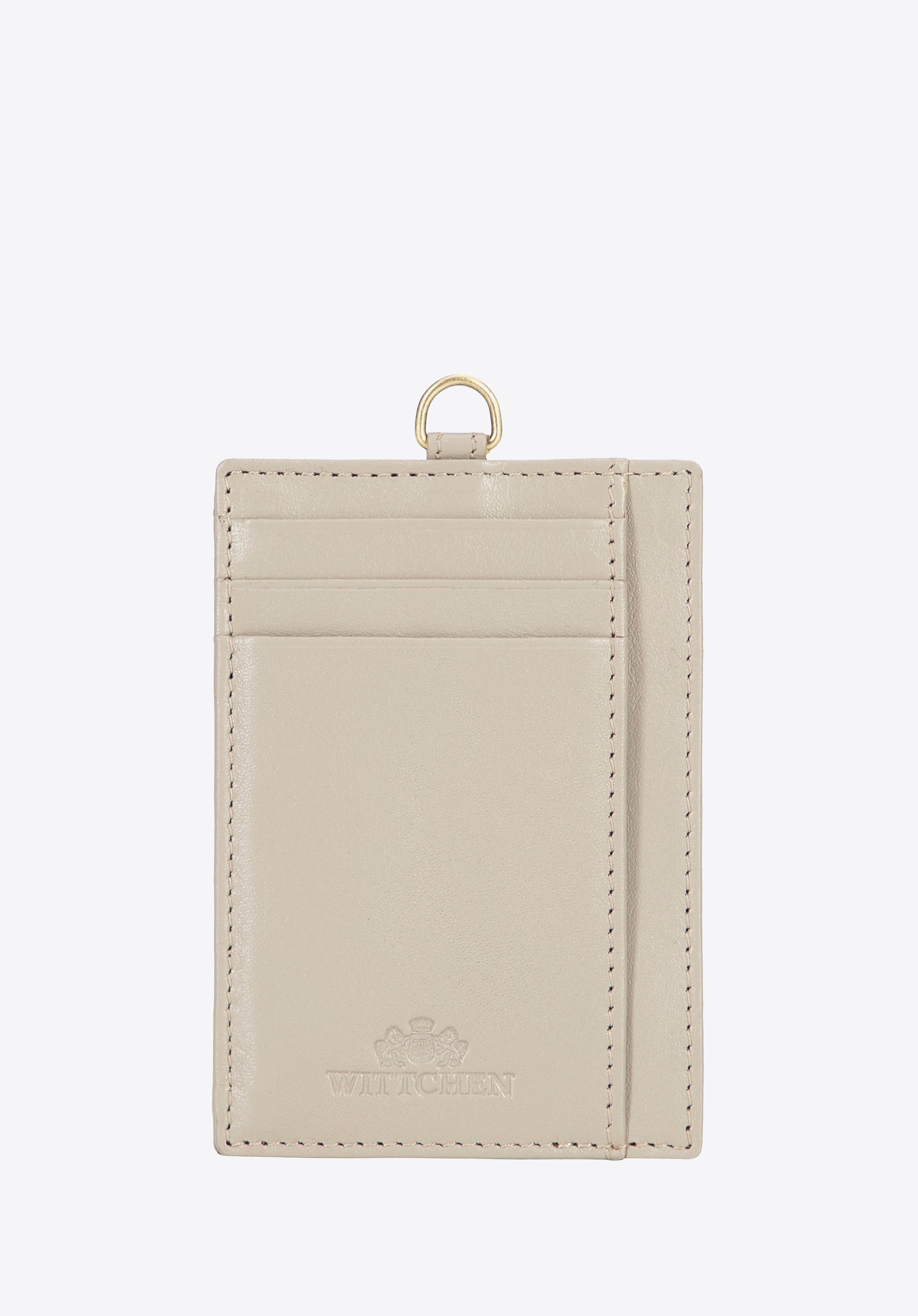 Etui na karty ze skóry naturalnej na pasku beżowe