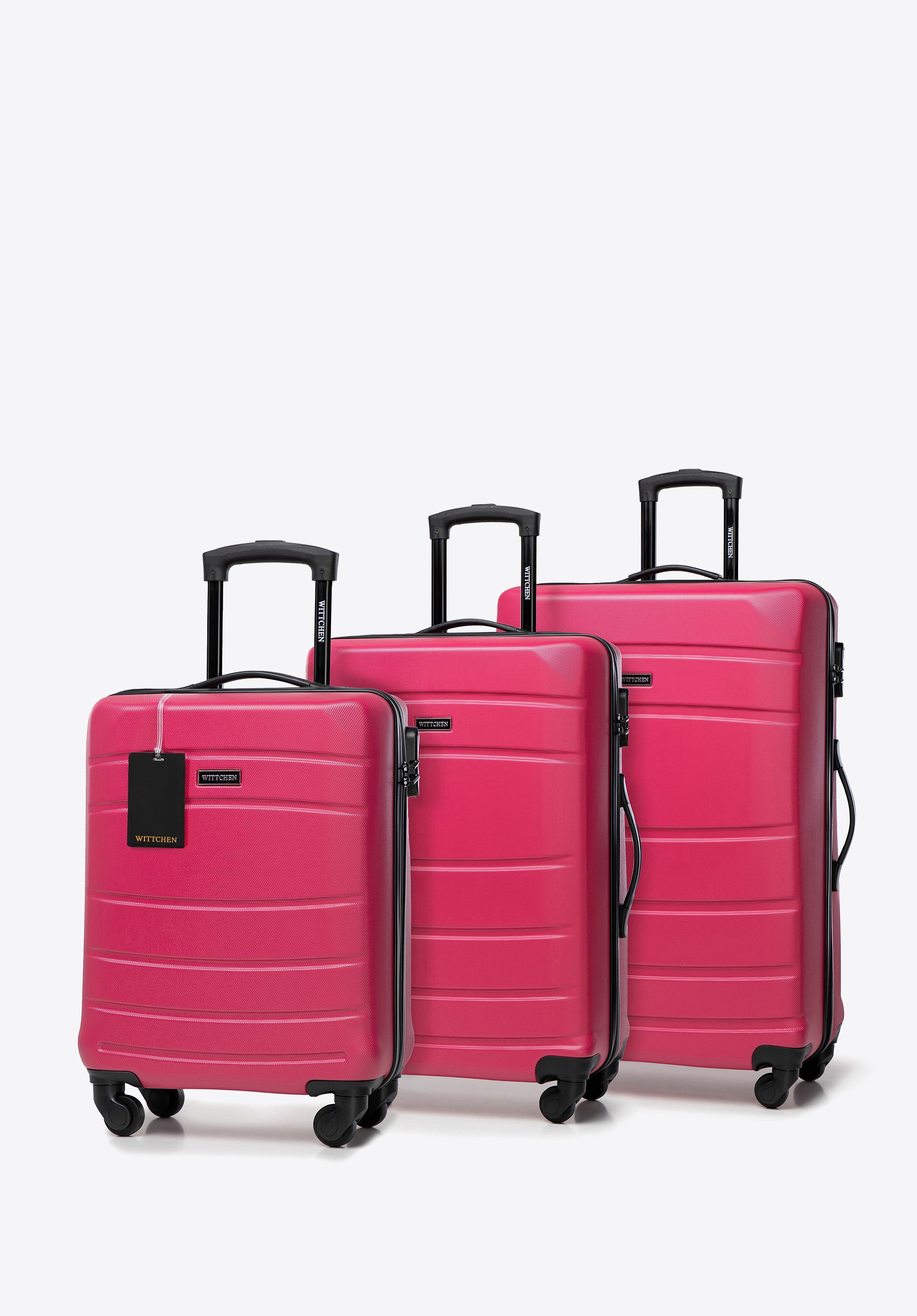 Zestaw walizek z ABS-u z zawieszką różowy