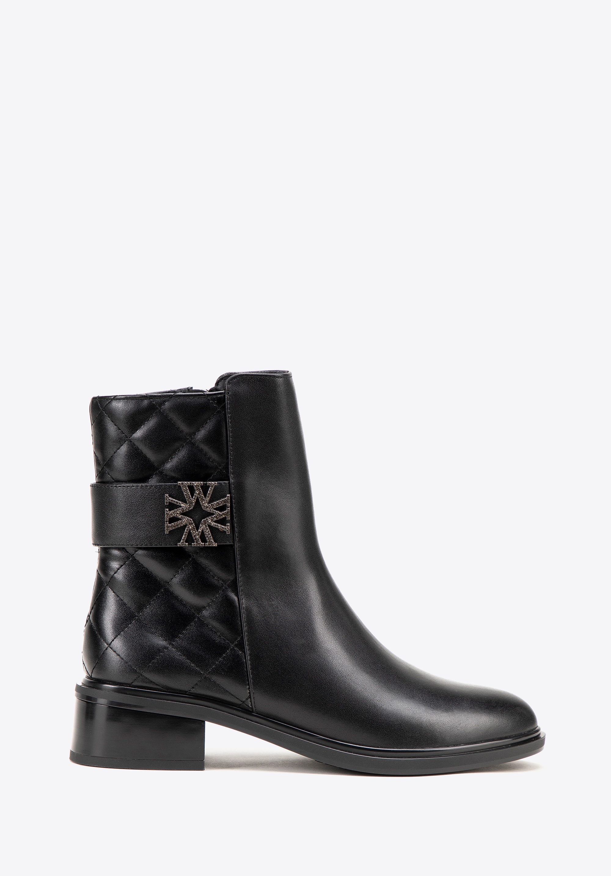 Damskie sztyblety skórzane pikowane czarne