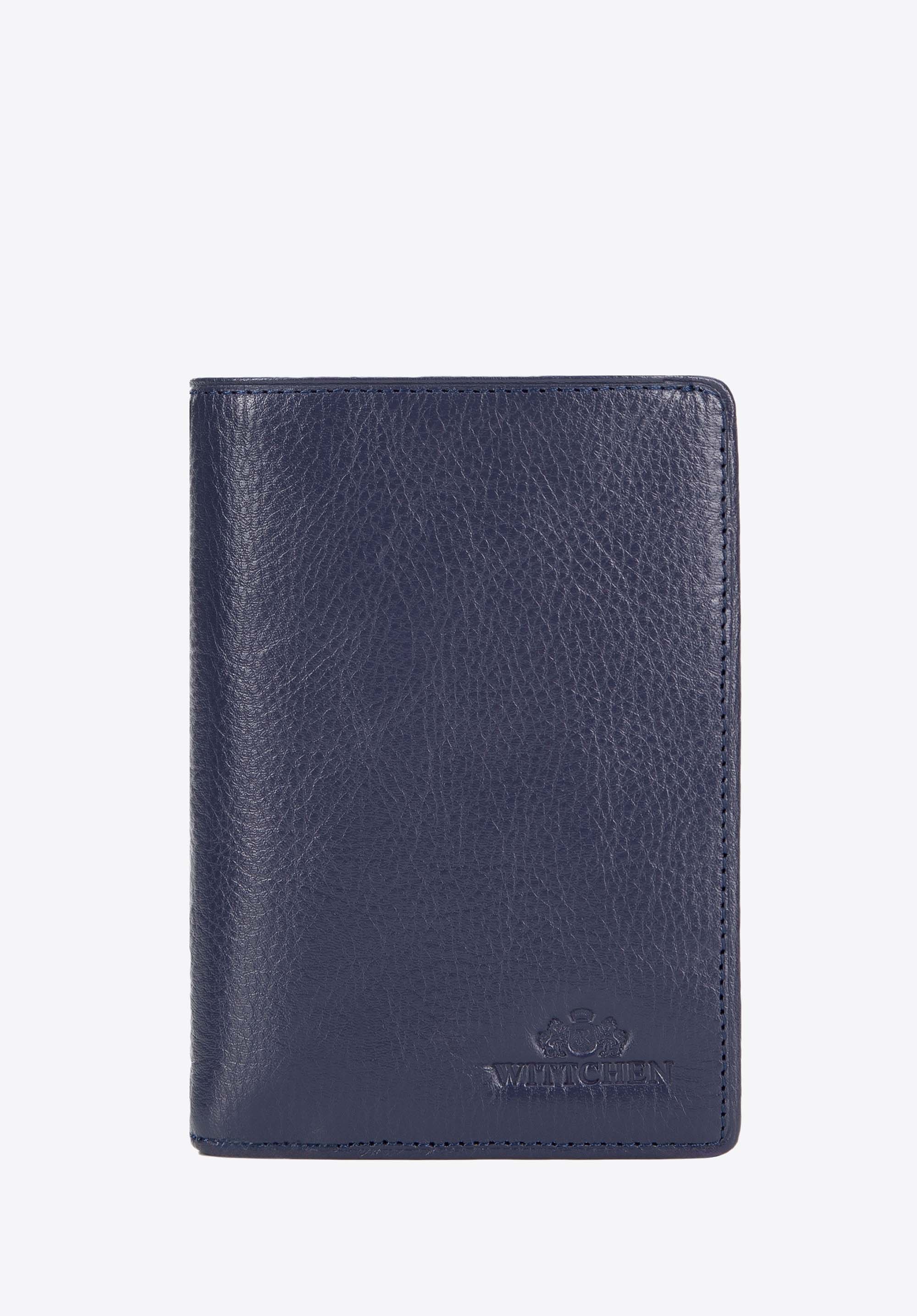 Męski portfel skórzany średni z RFID granatowy