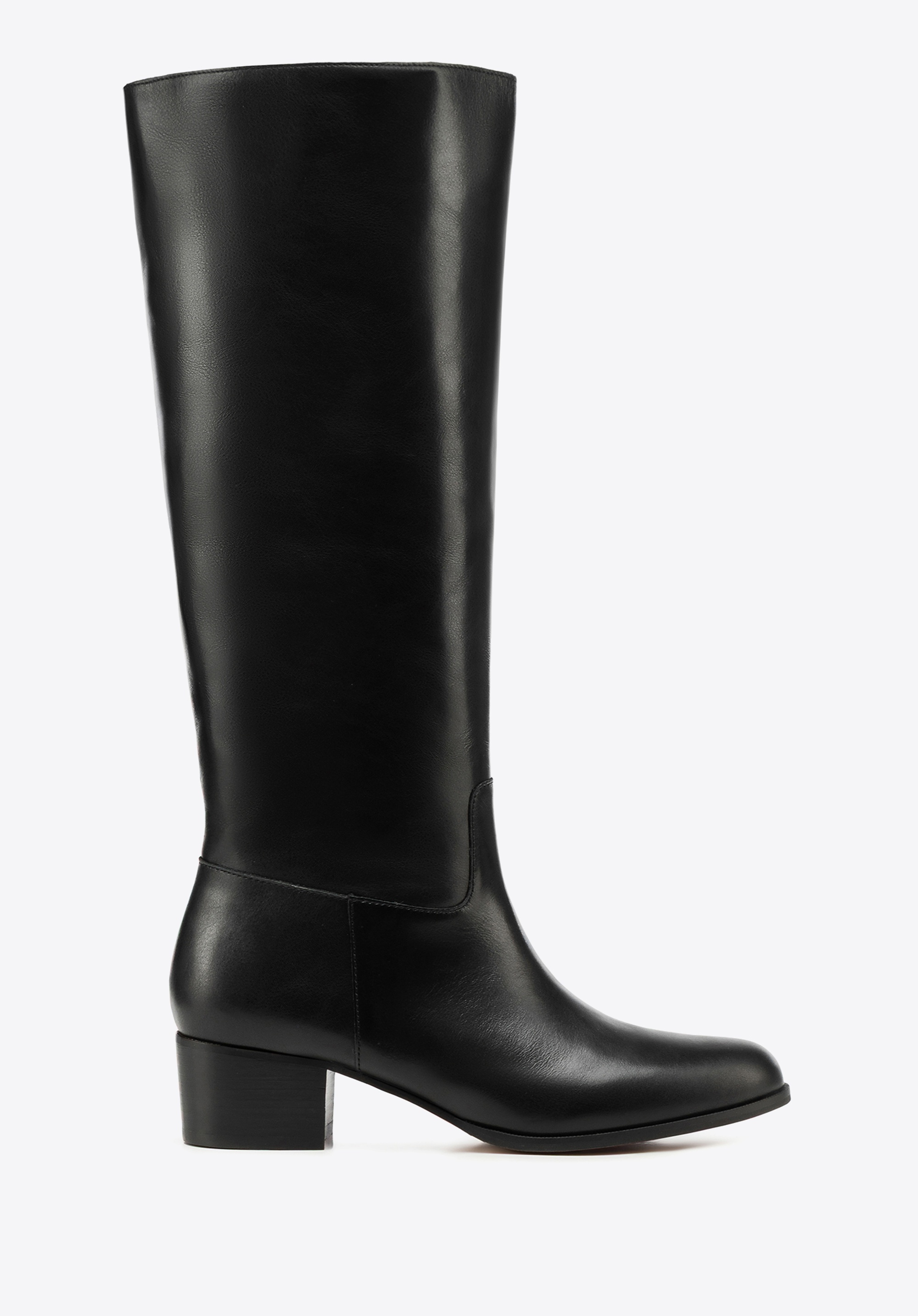 Damskie oficerki ze skóry naturalnej na słupku czarne