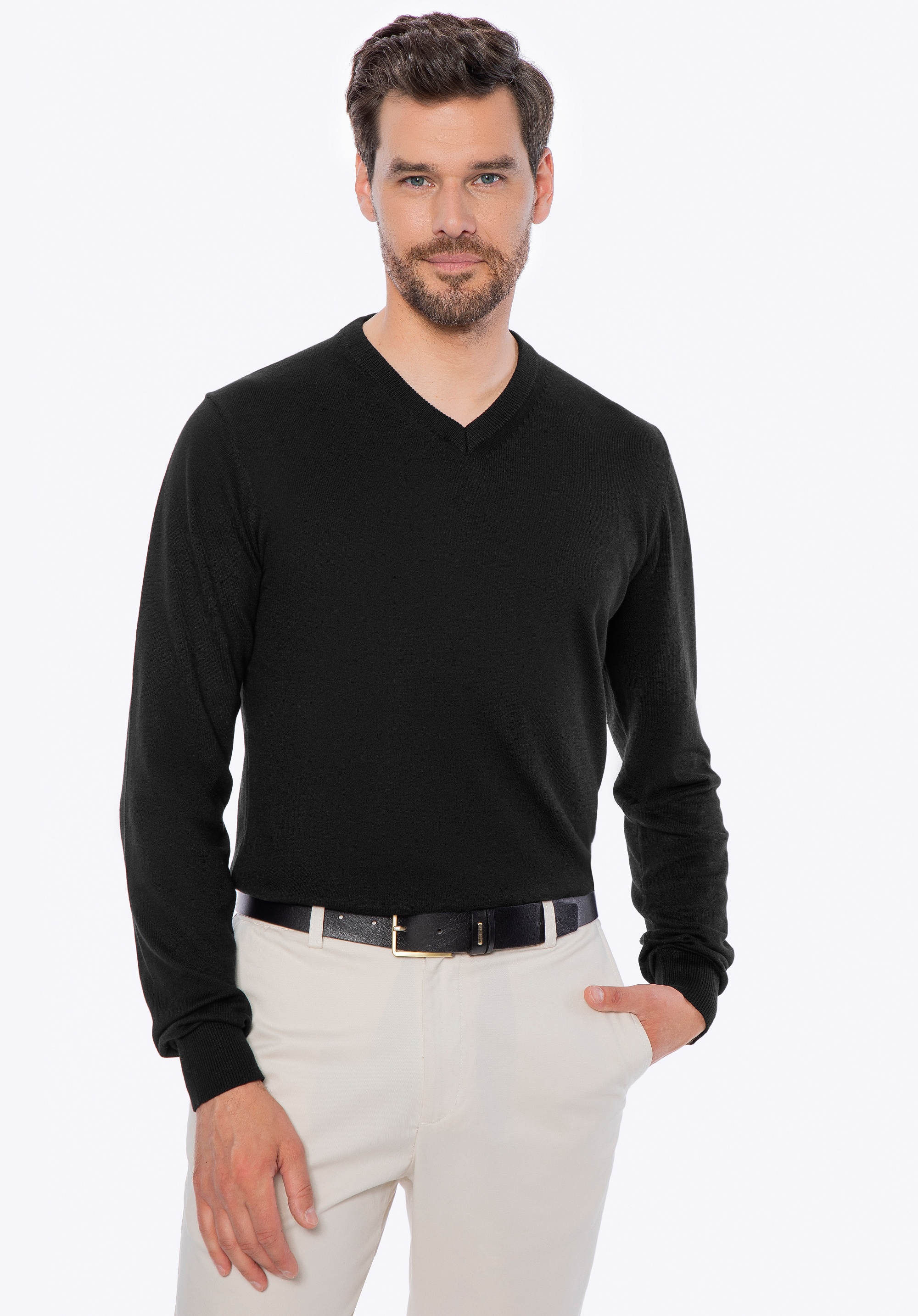 Sweter męski bawełniany z kaszmirem czarny