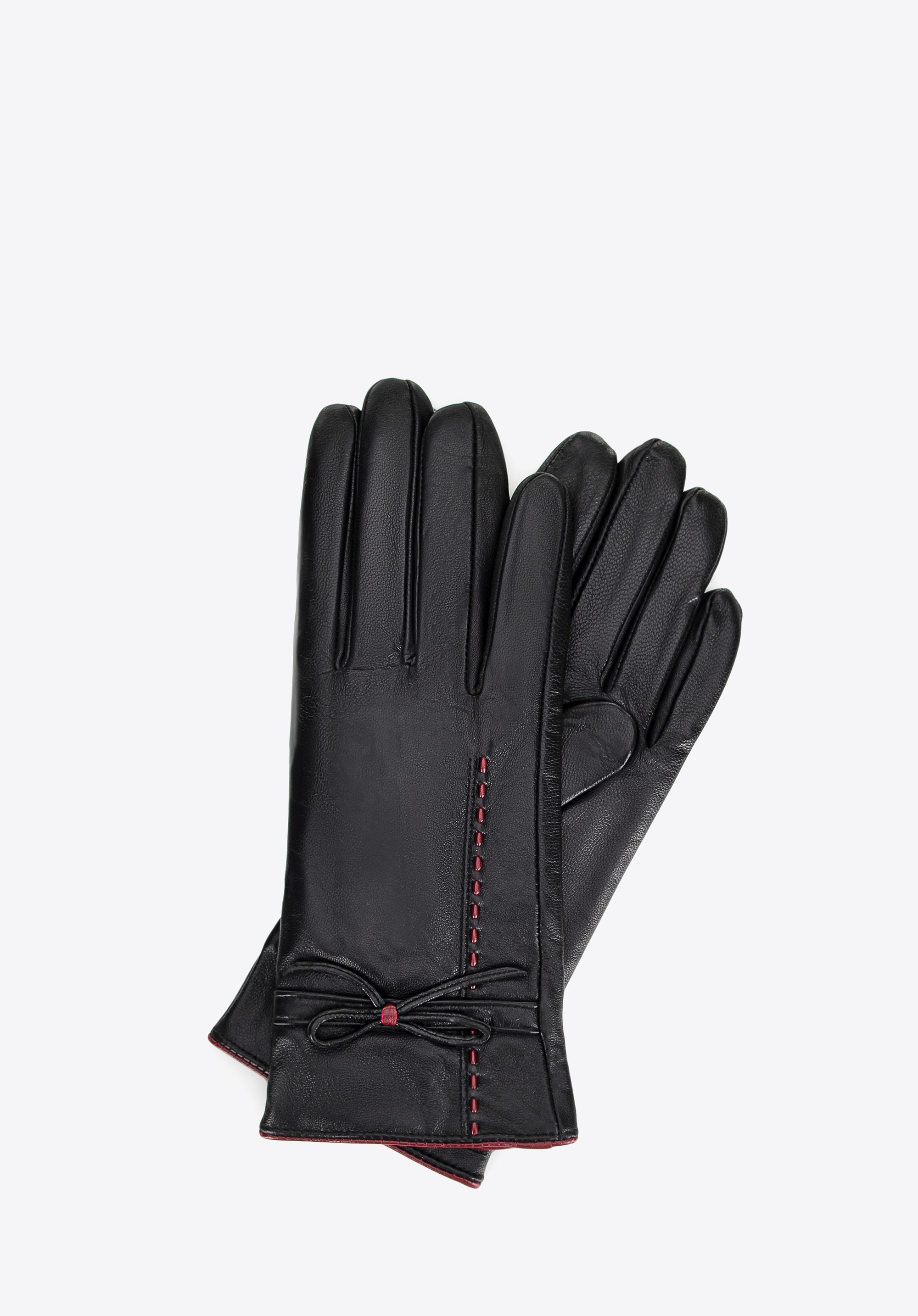 Damskie rękawiczki ze skóry ocieplane z wełną czarne