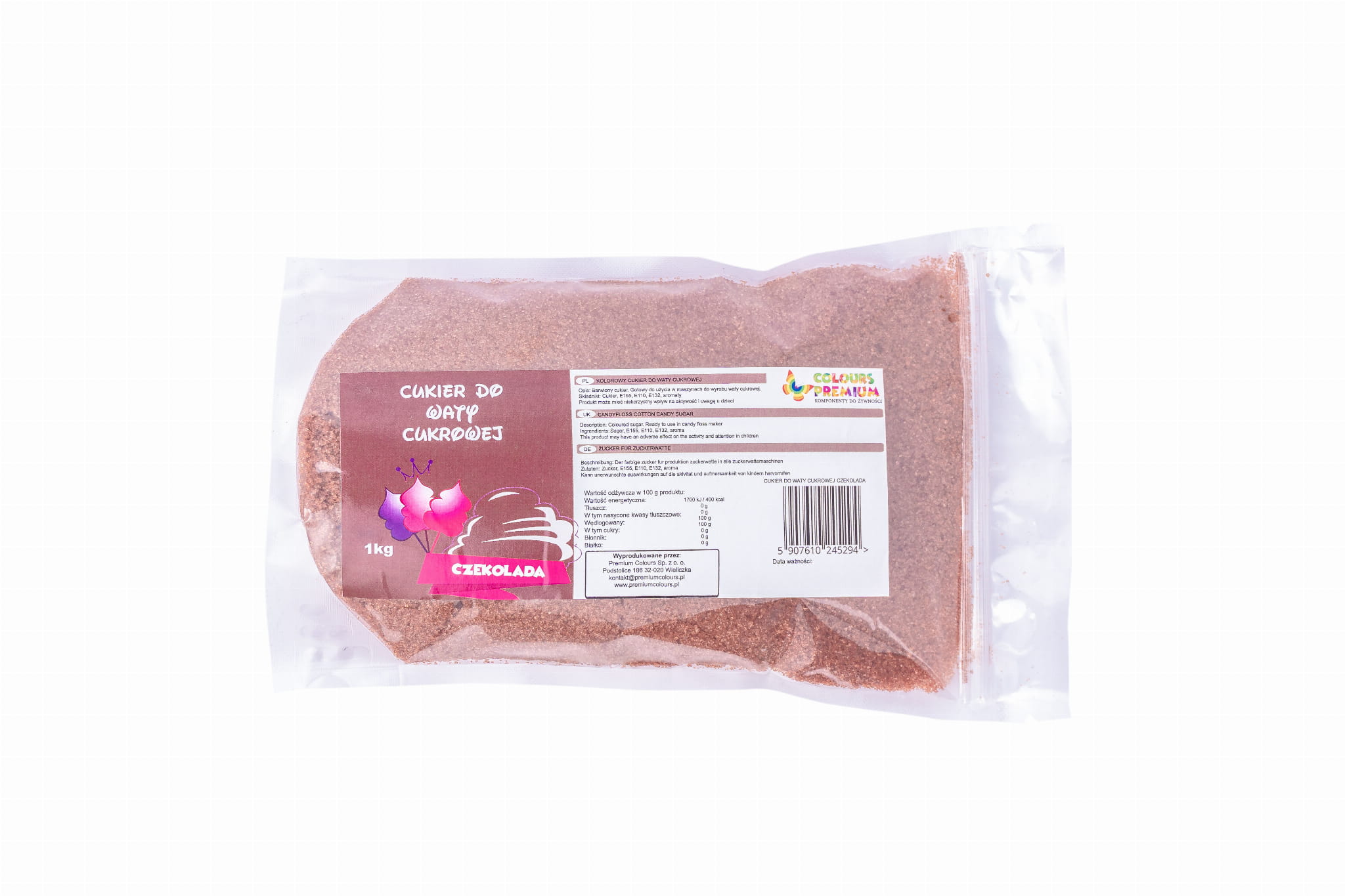 Kolorowy, smakowy cukier CZEKOLADA worek 1kg