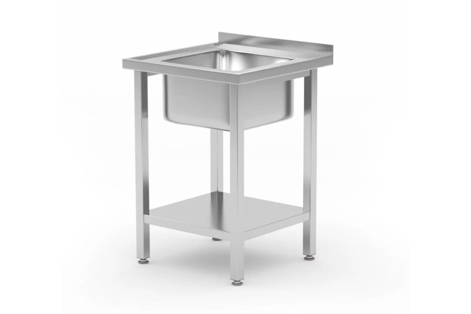 Zlew gastronomiczny, stół z półką i rantem, 60 x 60 x 85 cm skręcany | 816806
