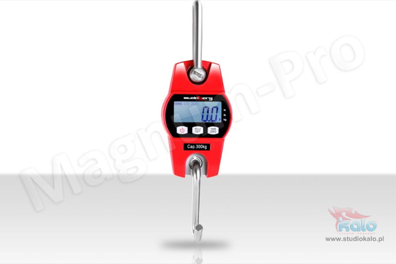 Waga hakowa 300 kg/0.1kg. Czerwona, baterie