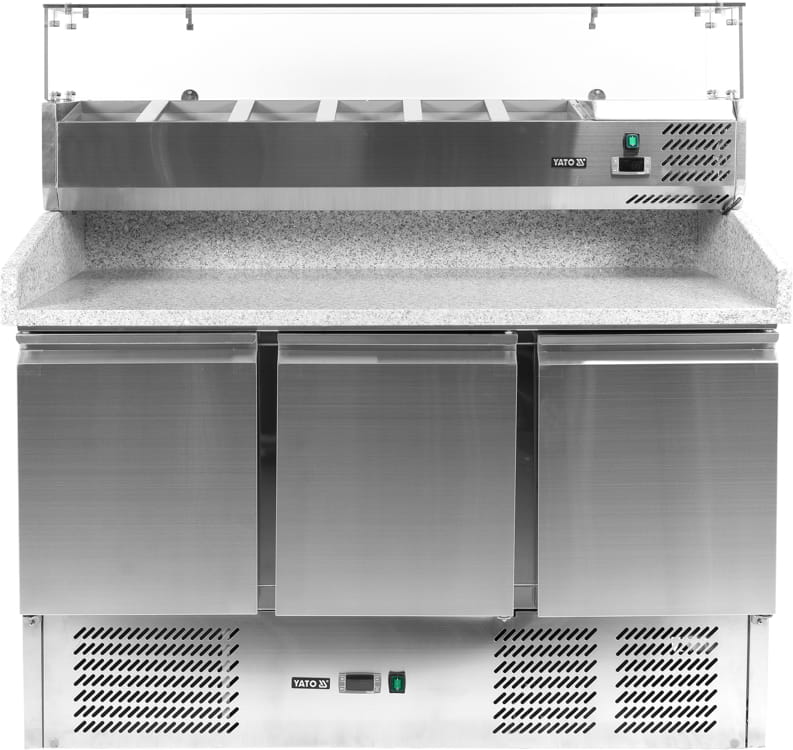 Stół chłodniczy do pizzy 3-drzwiowy + nadstawa chłodnicza 6 x GN 1,4