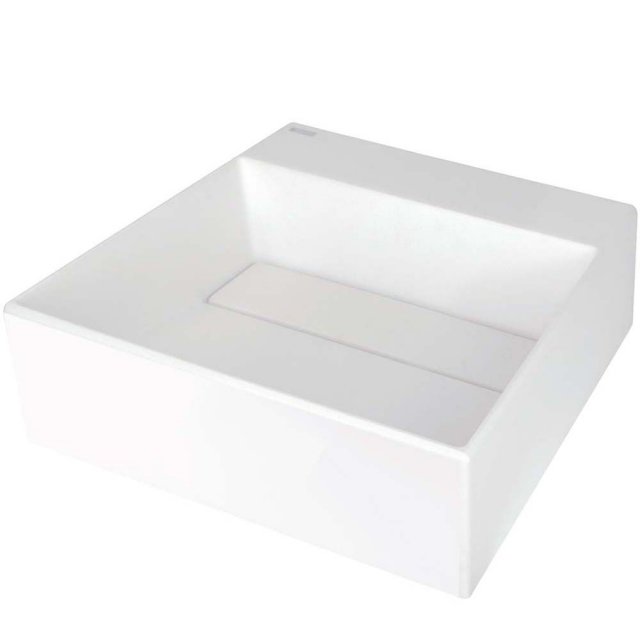 DEANTE Umywalka nablatowa CORREO 40x40 granitowa z maskownicą alabast