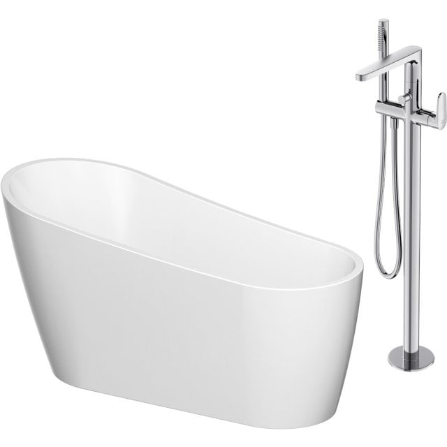 CERSANIT Zestaw wanna wolnostojąca ZEN OWAL 167x72 z baterią wolnosto