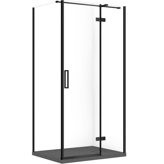 CERSANIT Zestaw kabina prostokątna JOTA prawa 100x80 czarna, brodzik