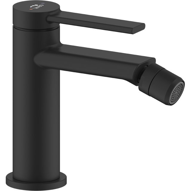 LAVEO Bateria bidetowa stojąca PINAR z korkiem klik-klak czarna BAW_7