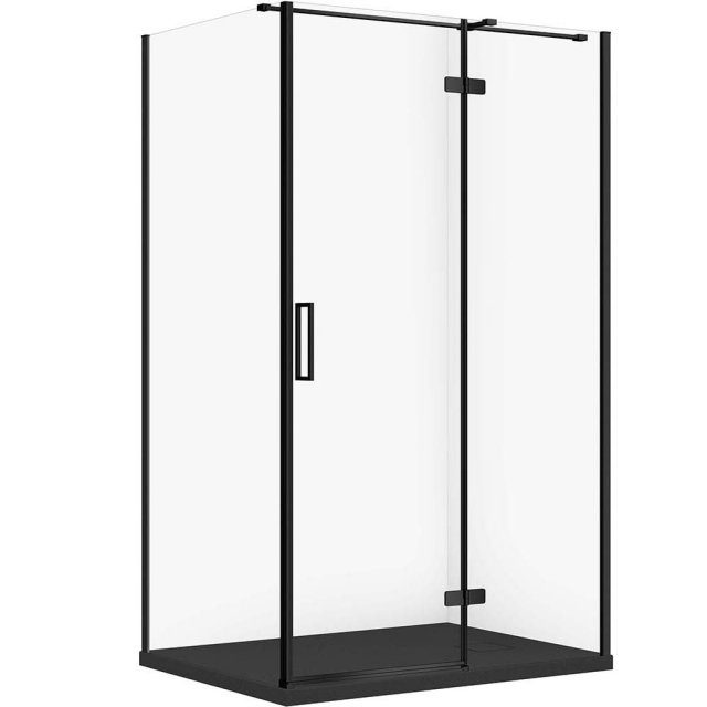 CERSANIT Zestaw kabina prostokątna JOTA prawa 120x90 czarna, brodzik