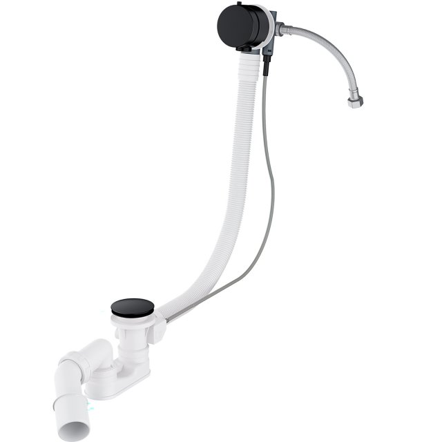 OMNIRES Syfon wannowy CGS przelewowo-odpływowo-napełniający czarny ma