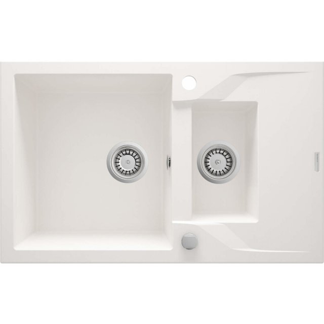 DEANTE Zlewozmywak granitowy ANDANTE 1,5-komorowy z ociekaczem alabas