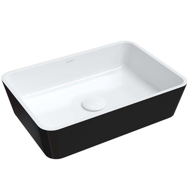 OMNIRES Umywalka nablatowa PARMA M+ 50x35 cm biały/czarny połysk PARM
