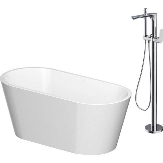 CERSANIT Zestaw wanna wolnostojąca CREA OWAL 160x75 z baterią wolnost