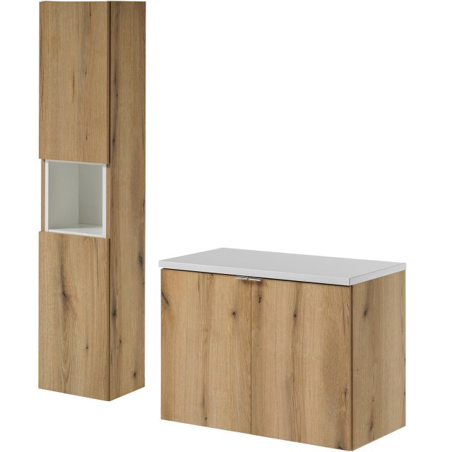 COMAD Zestaw mebli NOVA OAK szafka z drzwiami z blatem WHITE 80 cm, s