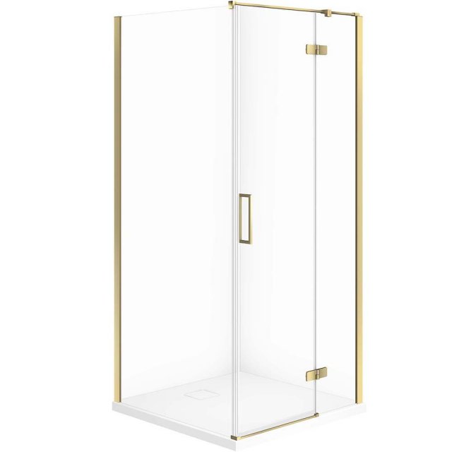 CERSANIT Zestaw kabina prysznicowa JOTA prawa 90x90 złota, brodzik TA