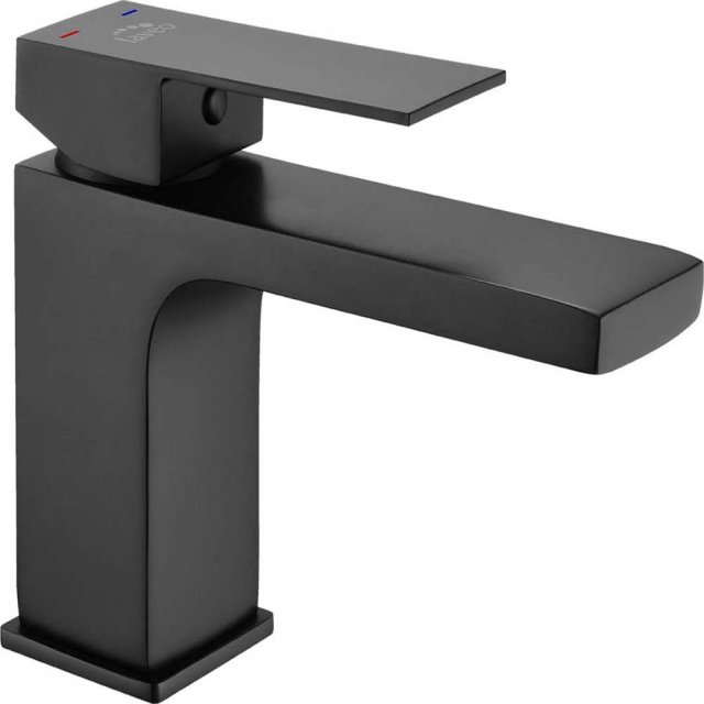 LAVEO Bateria umywalkowa stojąca KVADRATO z korkiem klik-klak czarna