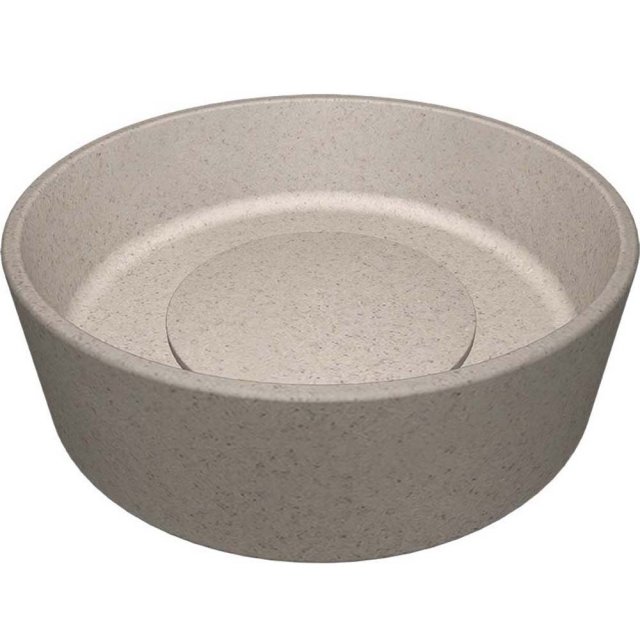 LAVEO Umywalka nablatowa PERL 36 cm granitowa z korkiem granitowym be