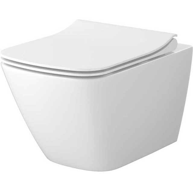 CERSANIT Miska zawieszana CITY PRO square, spłukiwanie wirowe, deska