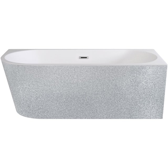 BESCO Wanna wolnostojąca ZOYA SREBRNA 150 prawa syfon z przelewem chr